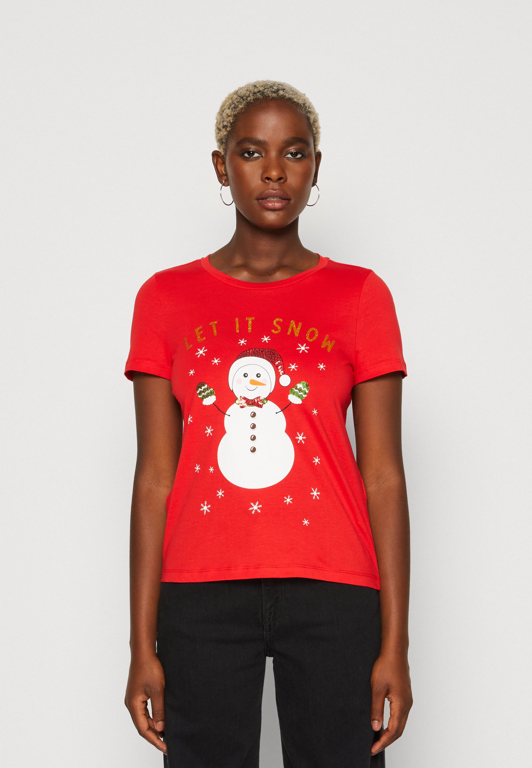 Vero Moda VMFRANCIS XMAS - Print T-shirt - high risk red/red
