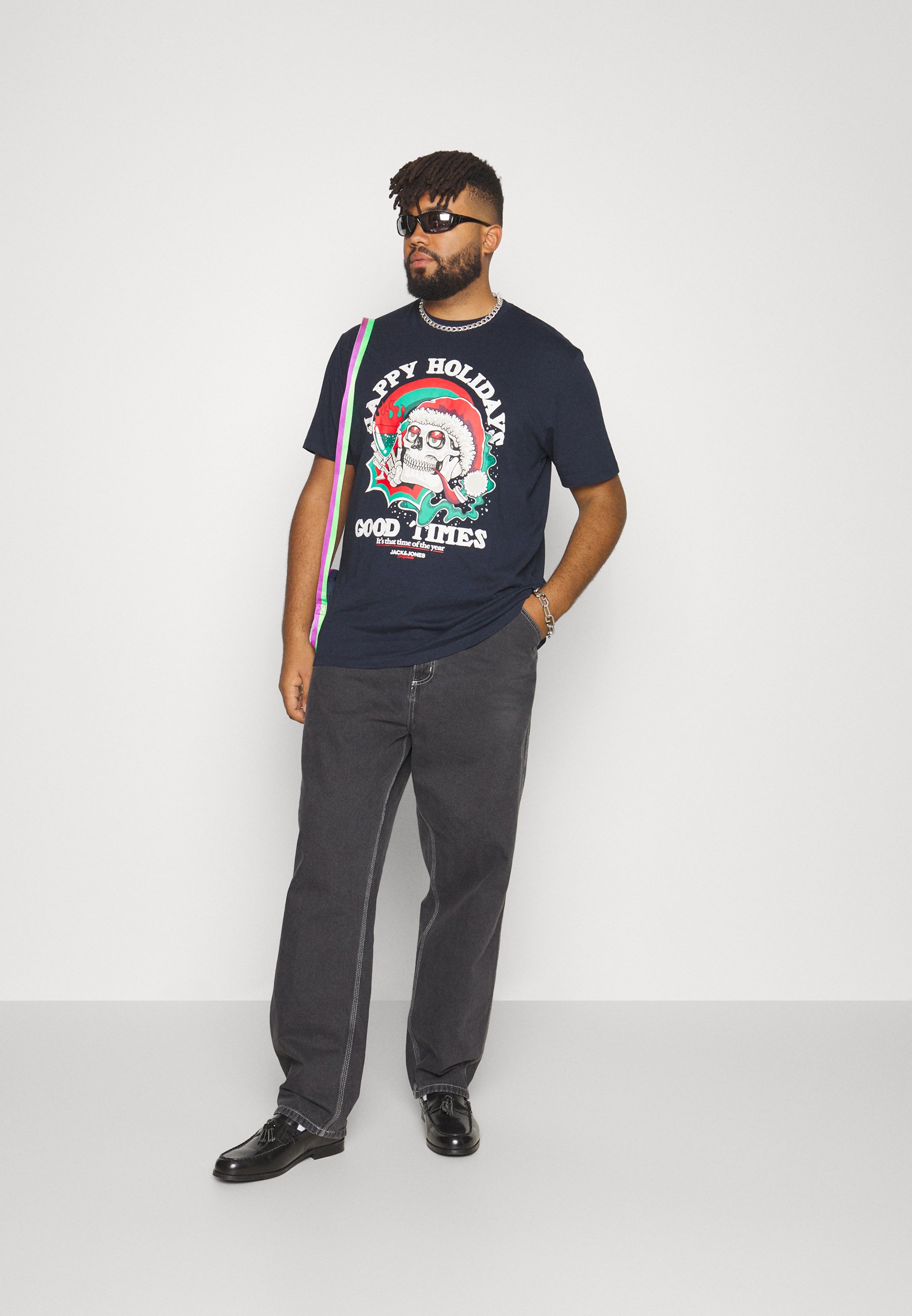 Jack &Jones JORCHRISTMAS SKULL TEE  - Print T-shirt - sky captain/dark blue