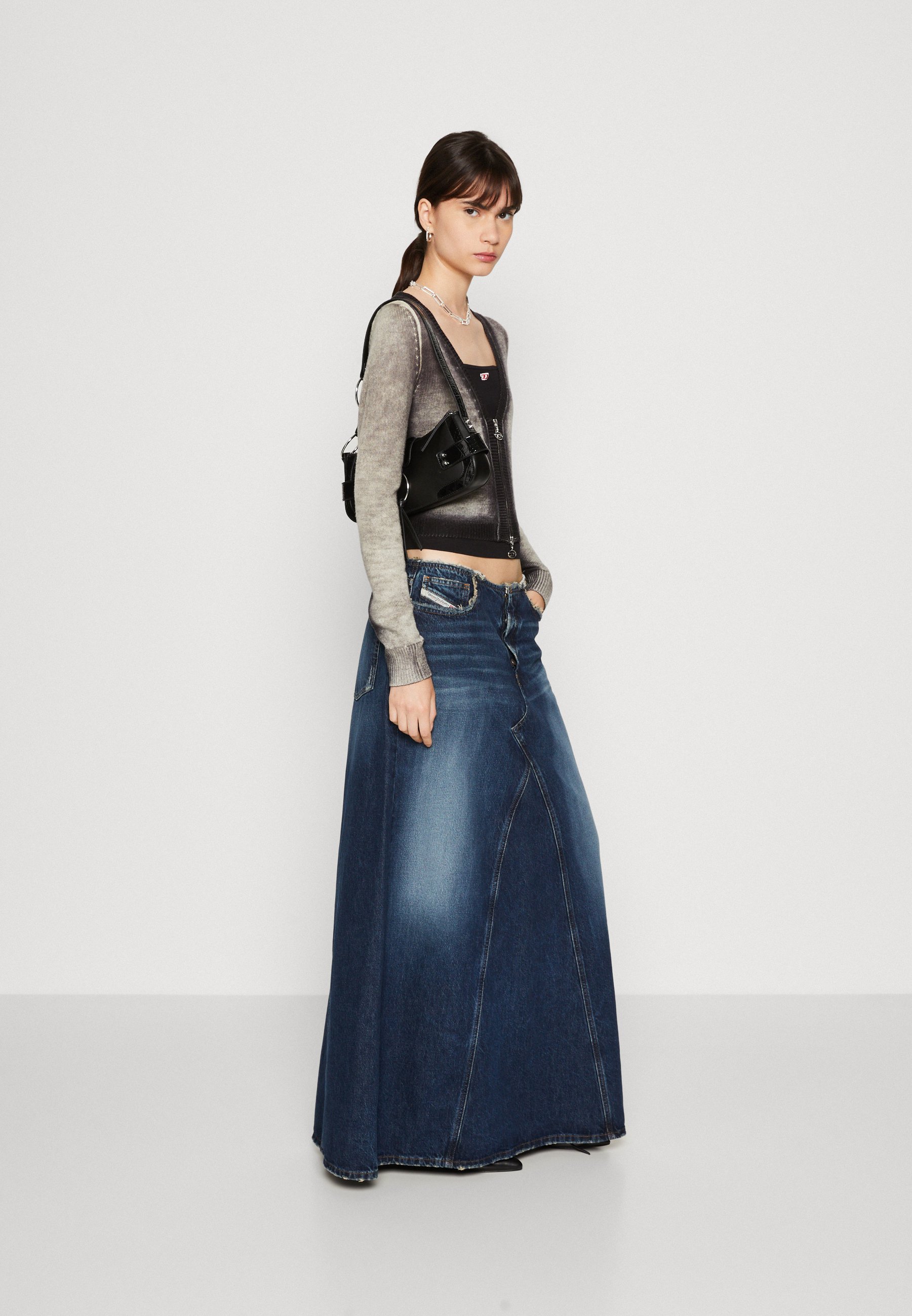 Diesel DE-PAGO-S - A-line skirt - denim/dark-blue denim