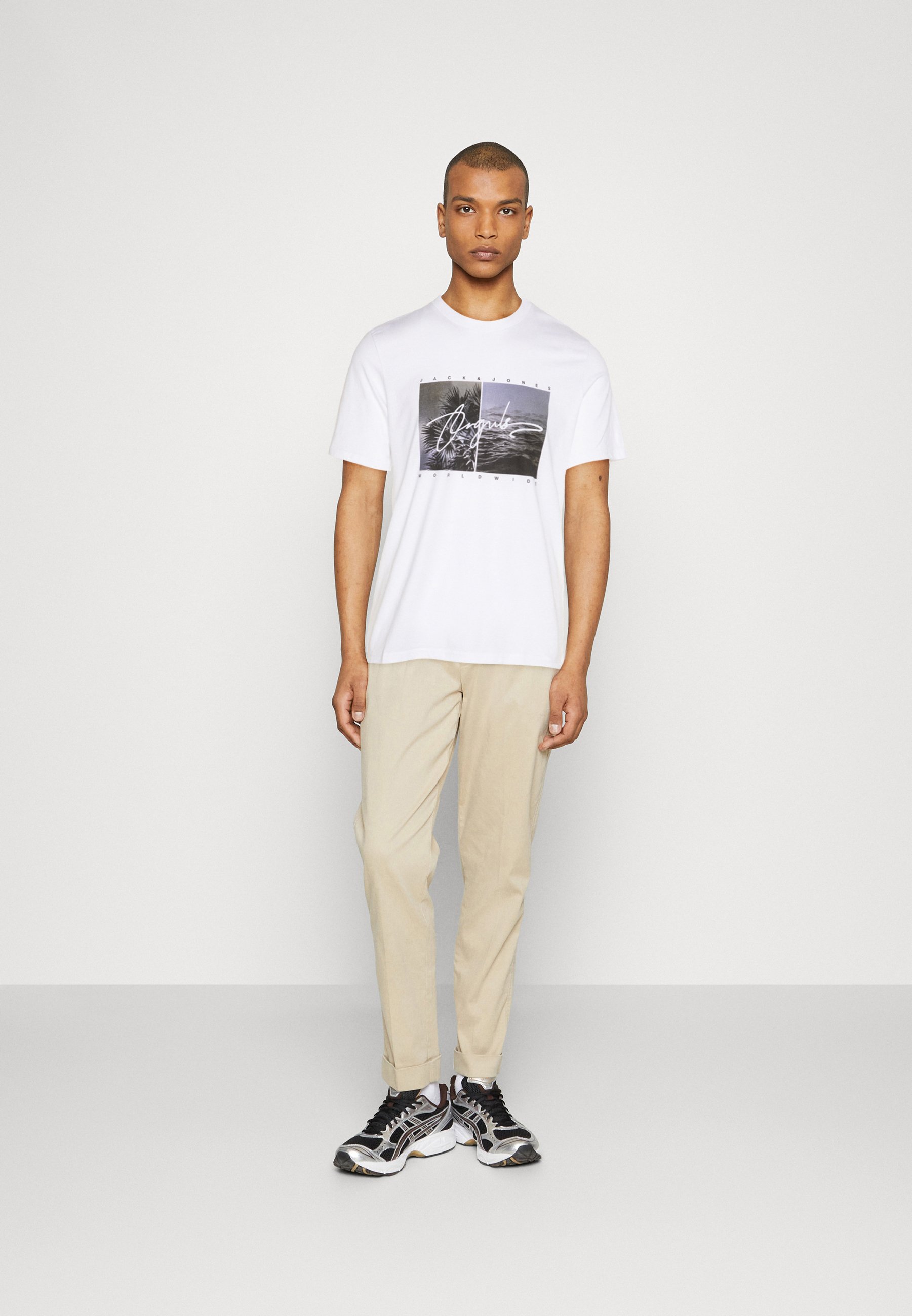 Jack &Jones JORSPLASH PHOTO SS CREW NECK - Print T-shirt - bright white/white
