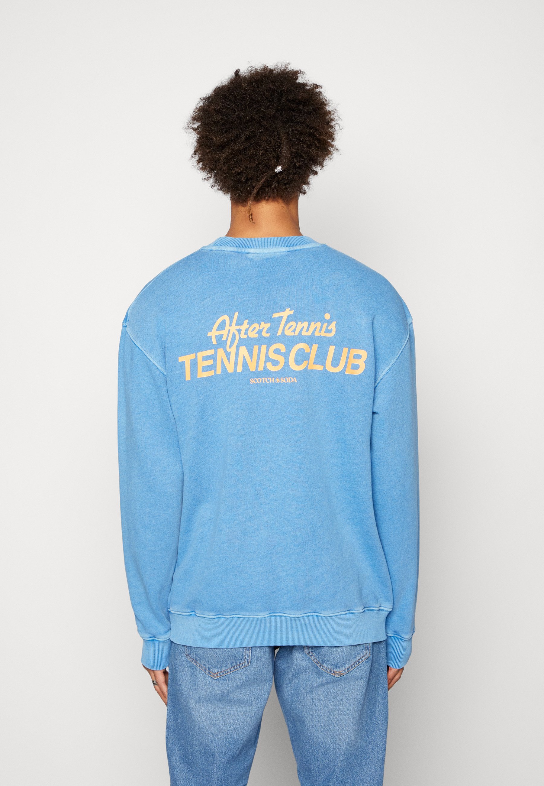 Scotch & Soda GARMENT DYE SLOGAN ARTWORK CREW - Sweatshirt - riviera blue/blue