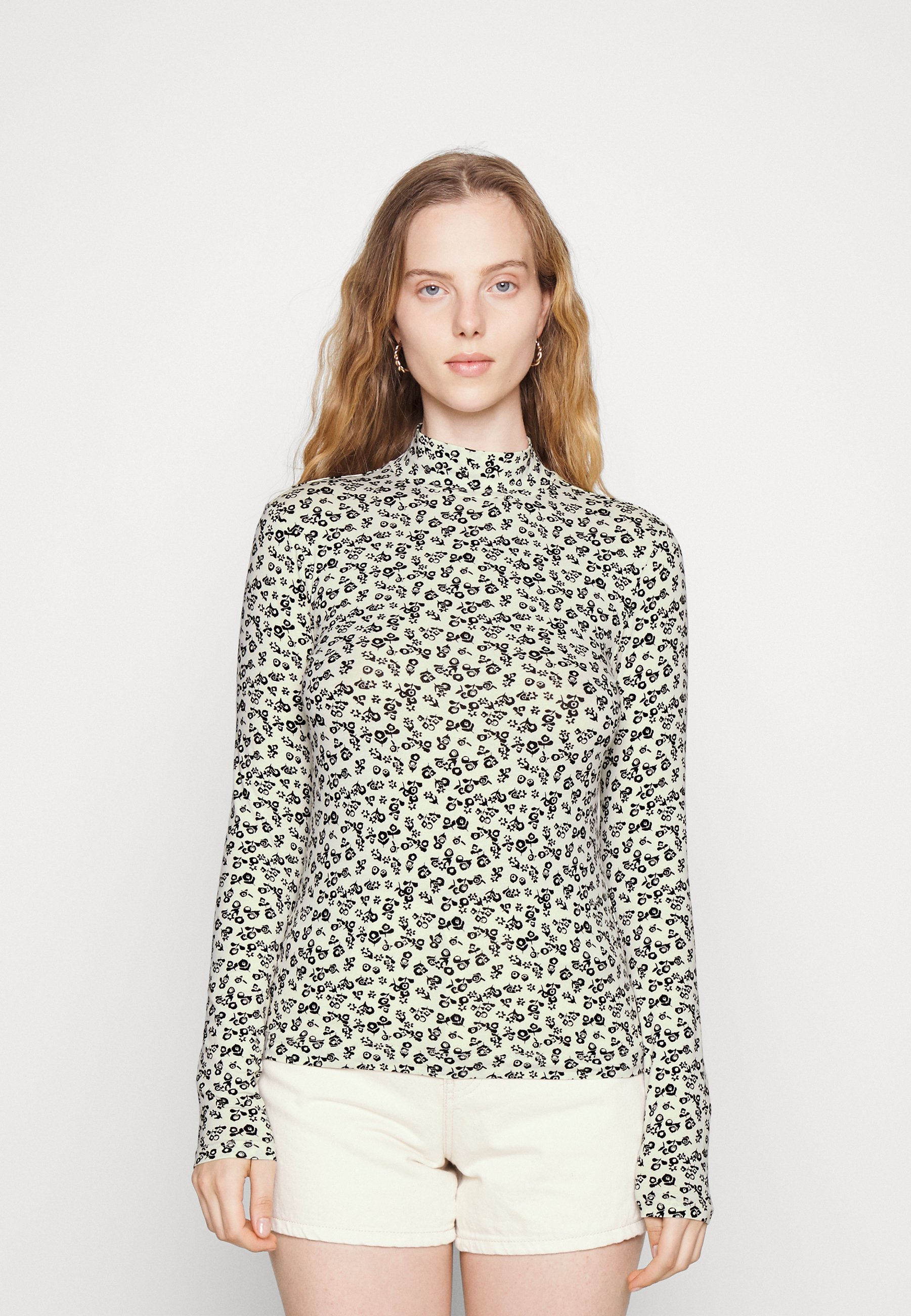 Scotch & Soda MOCK NECK ALLOVER PRINTED SLIM-FIT  - Long sleeved top - black
