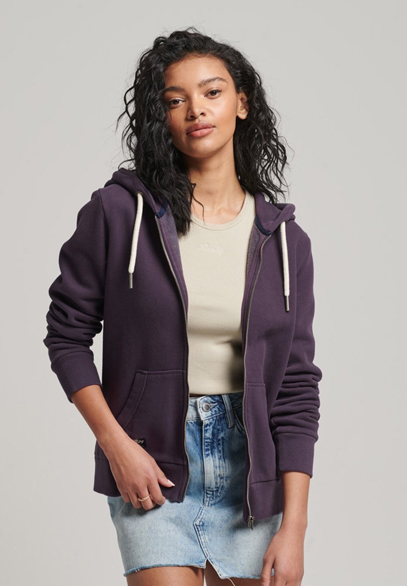 Superdry VINTAGE LOGO EMBELLISHED  - Zip-up sweatshirt - soot/purple