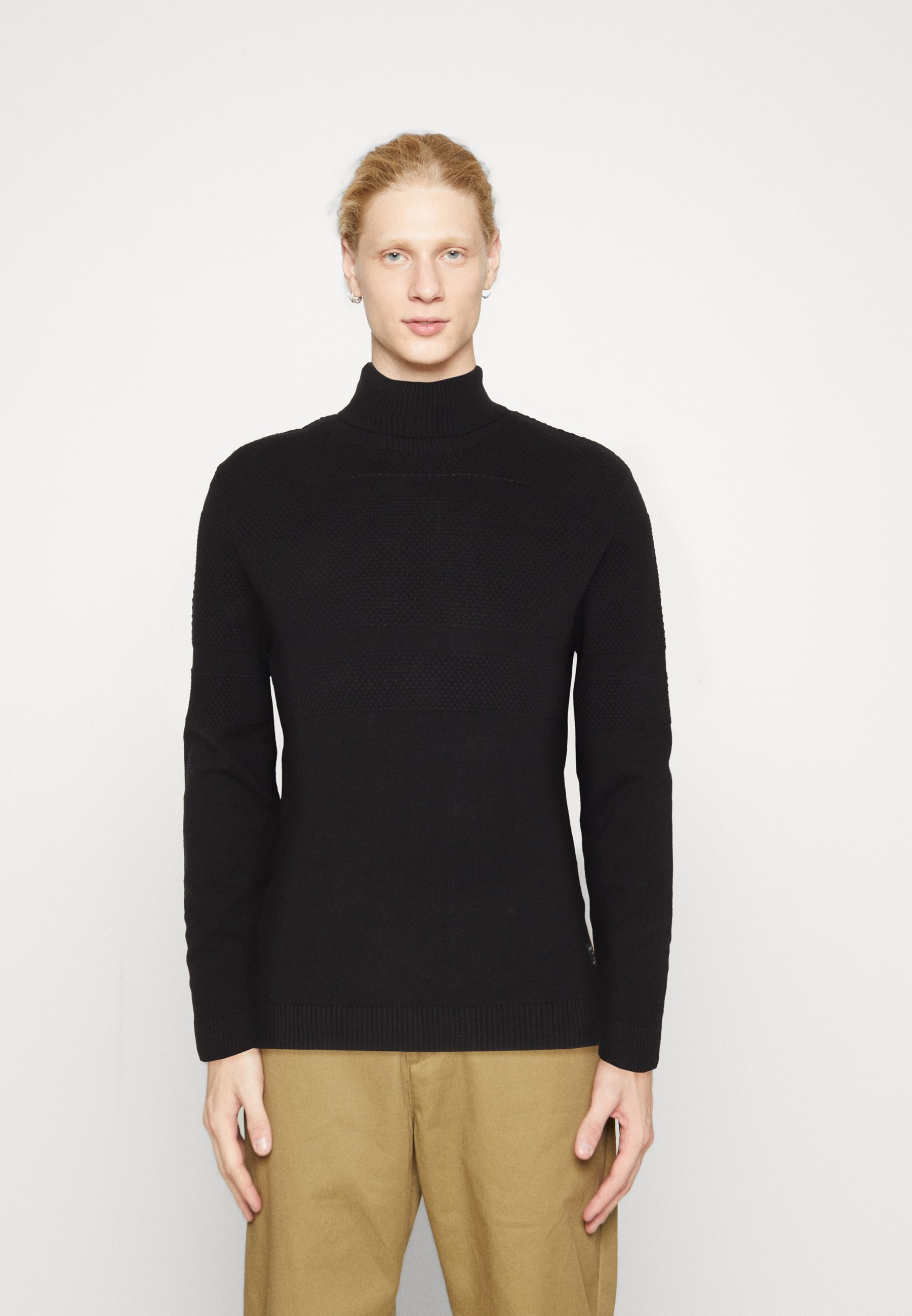Jack &Jones JCOCHRIS BUBBLE STITCH ROLL NECK - Jumper - black
