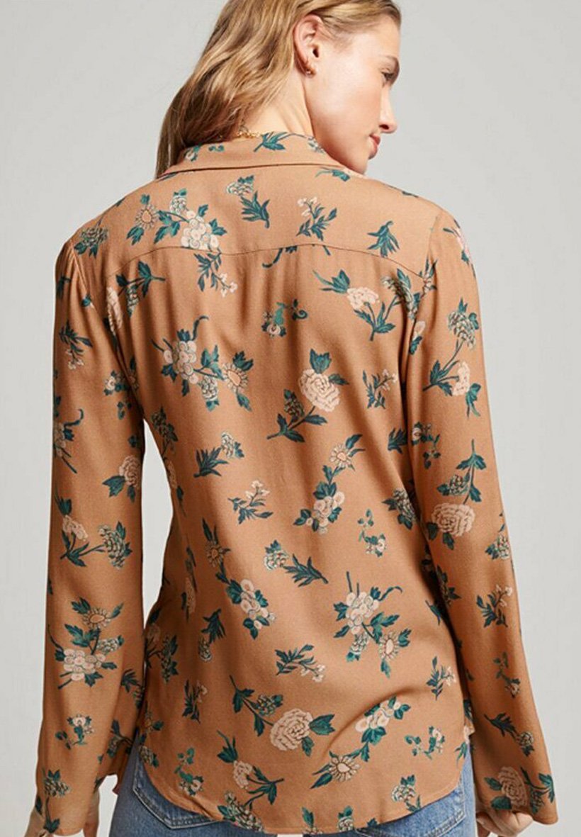 Superdry STUDIOS SEVENTIES - Button-down blouse - fleur tan print/tan