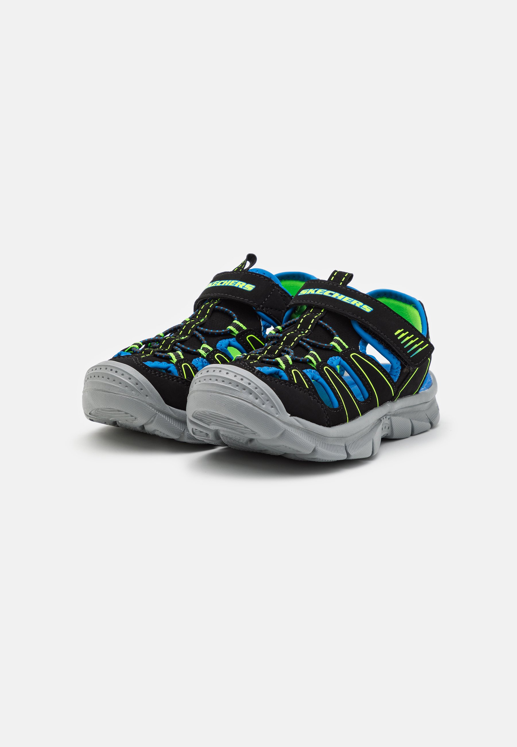 Skechers LIGHTWEIGHT RIVER - Walking sandals - black/blue/lime/black