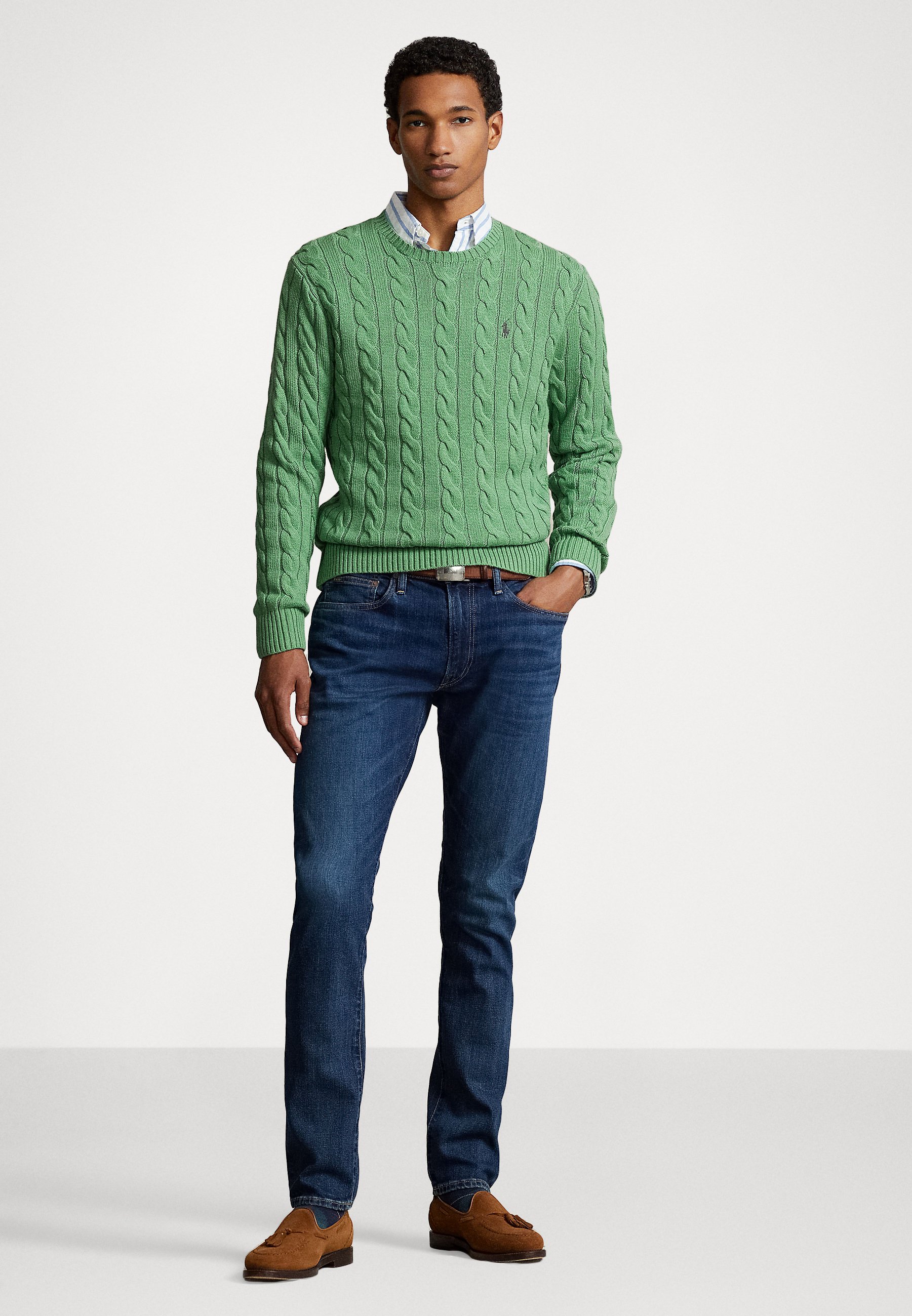 Polo Ralph Lauren DRIVER LONG SLEEVE - Jumper - field green heather/green