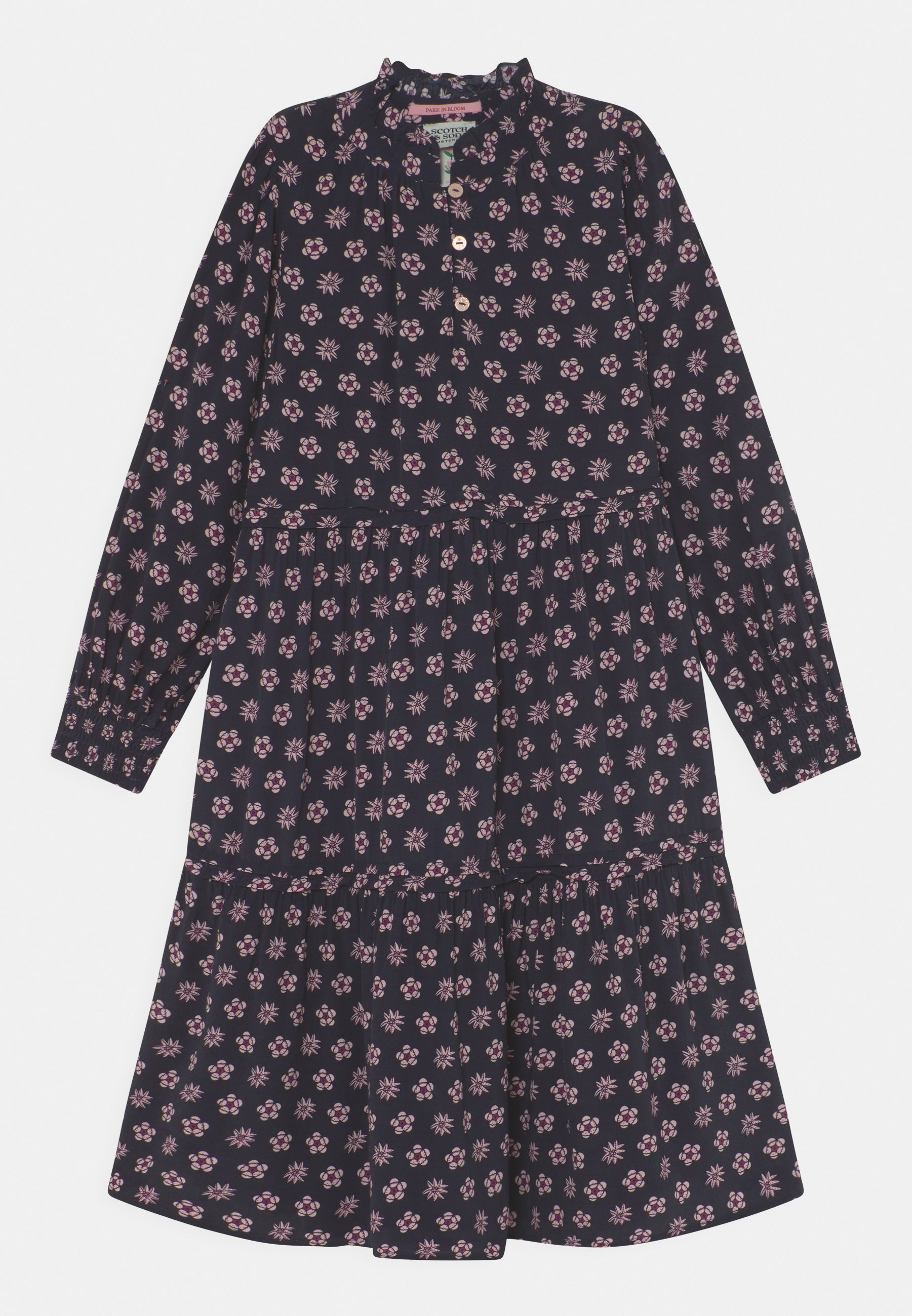 Scotch & Soda LONG-SLEEVED ALL-OVER PRINTED CRINKLE DRESS - Shirt dress - night patchwork/blue
