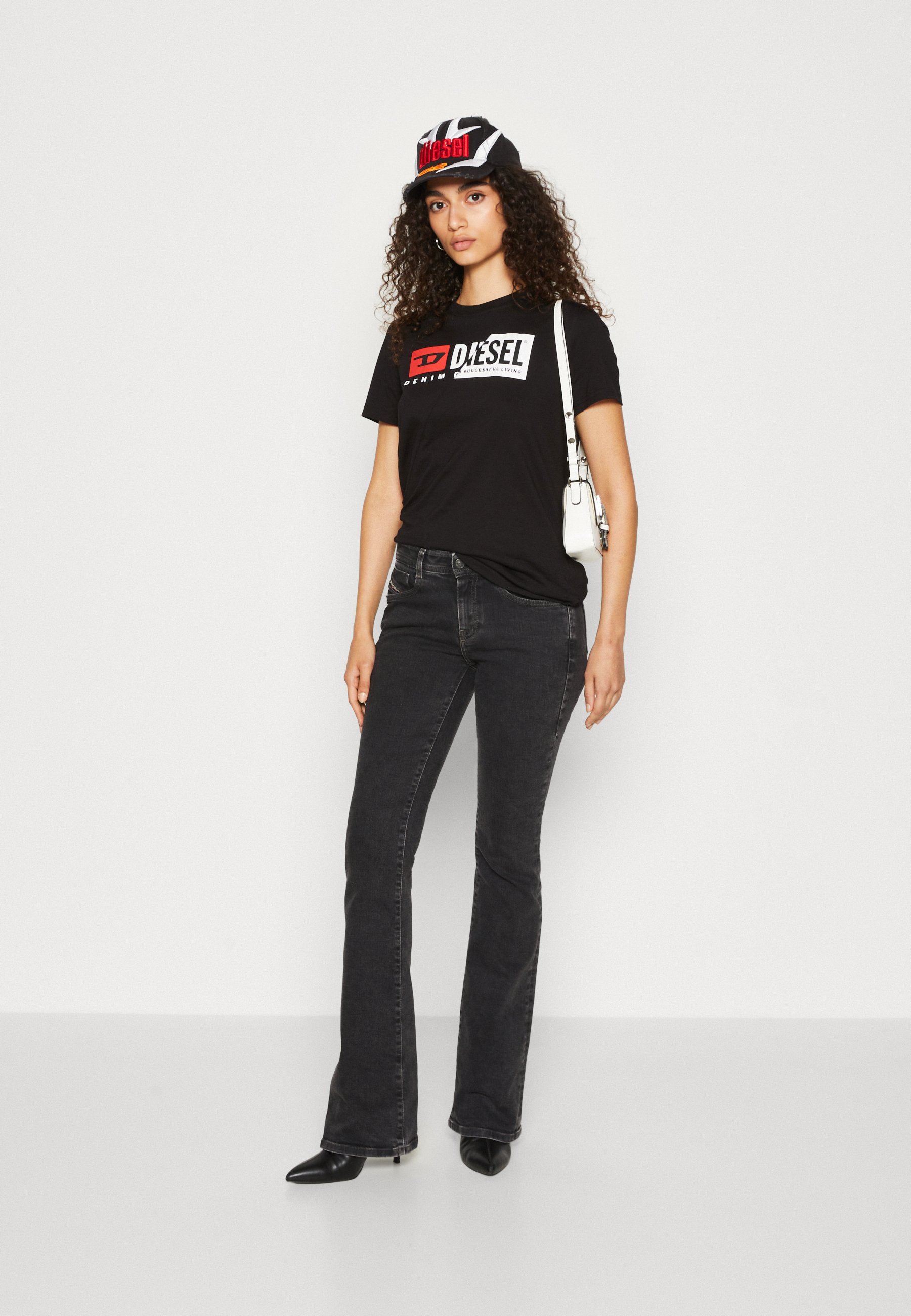 Diesel D-EBBEY - Flared Jeans - black used/black denim