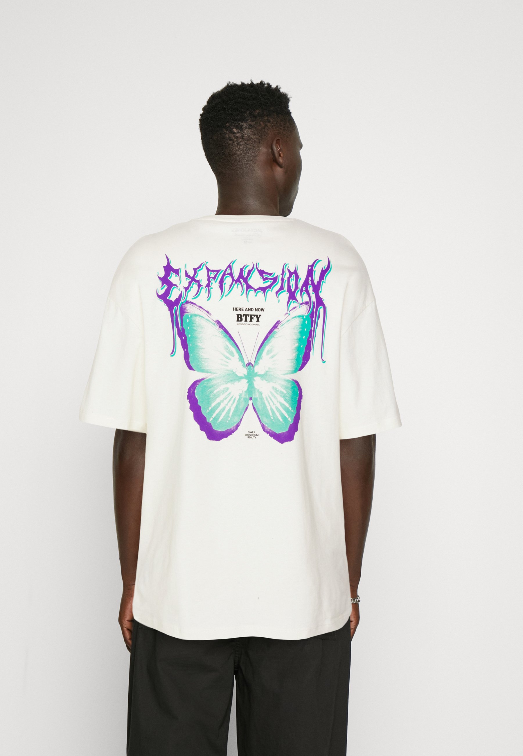Jack &Jones JOREXPANSION TEE CREW NECK UNISEX  - Print T-shirt - egret/off-white