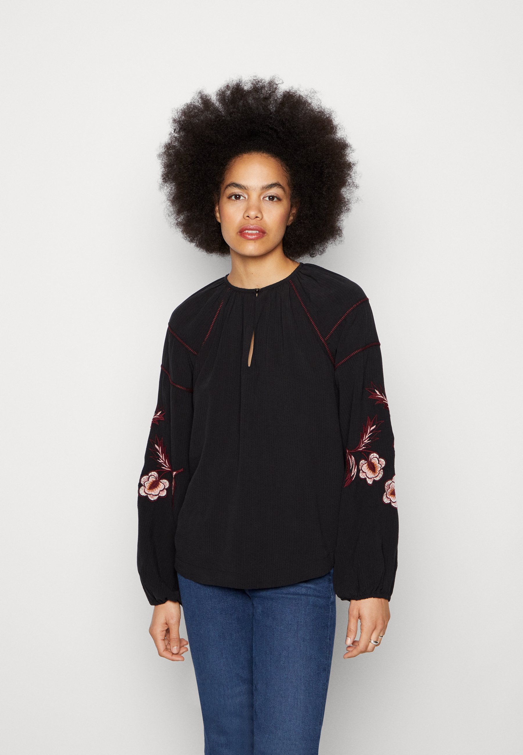 Scotch & Soda EMBROIDERY - Blouse - black