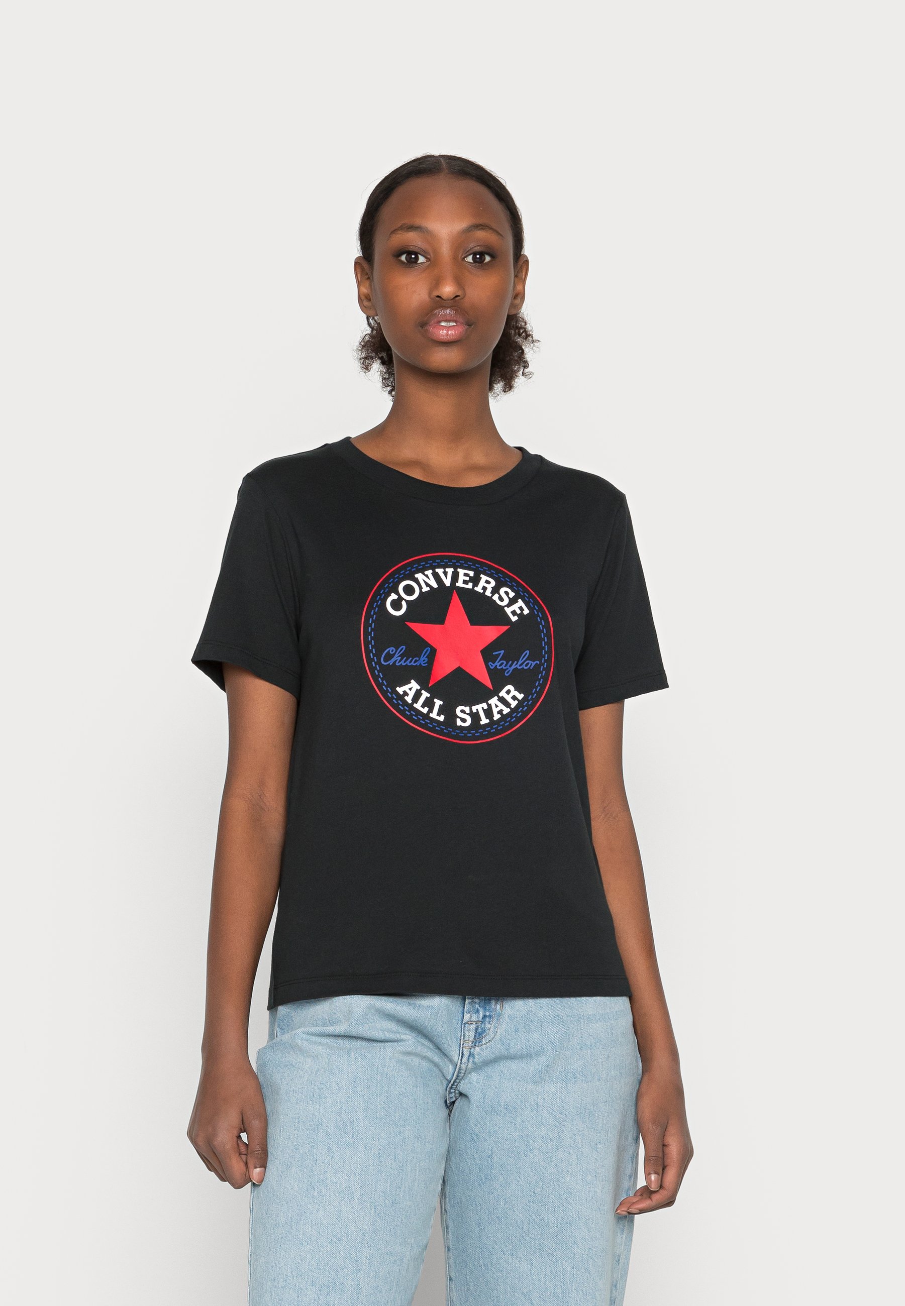 Converse CHUCK TAYLOR ALL STAR PATCH TEE - Print T-shirt - black multi/black