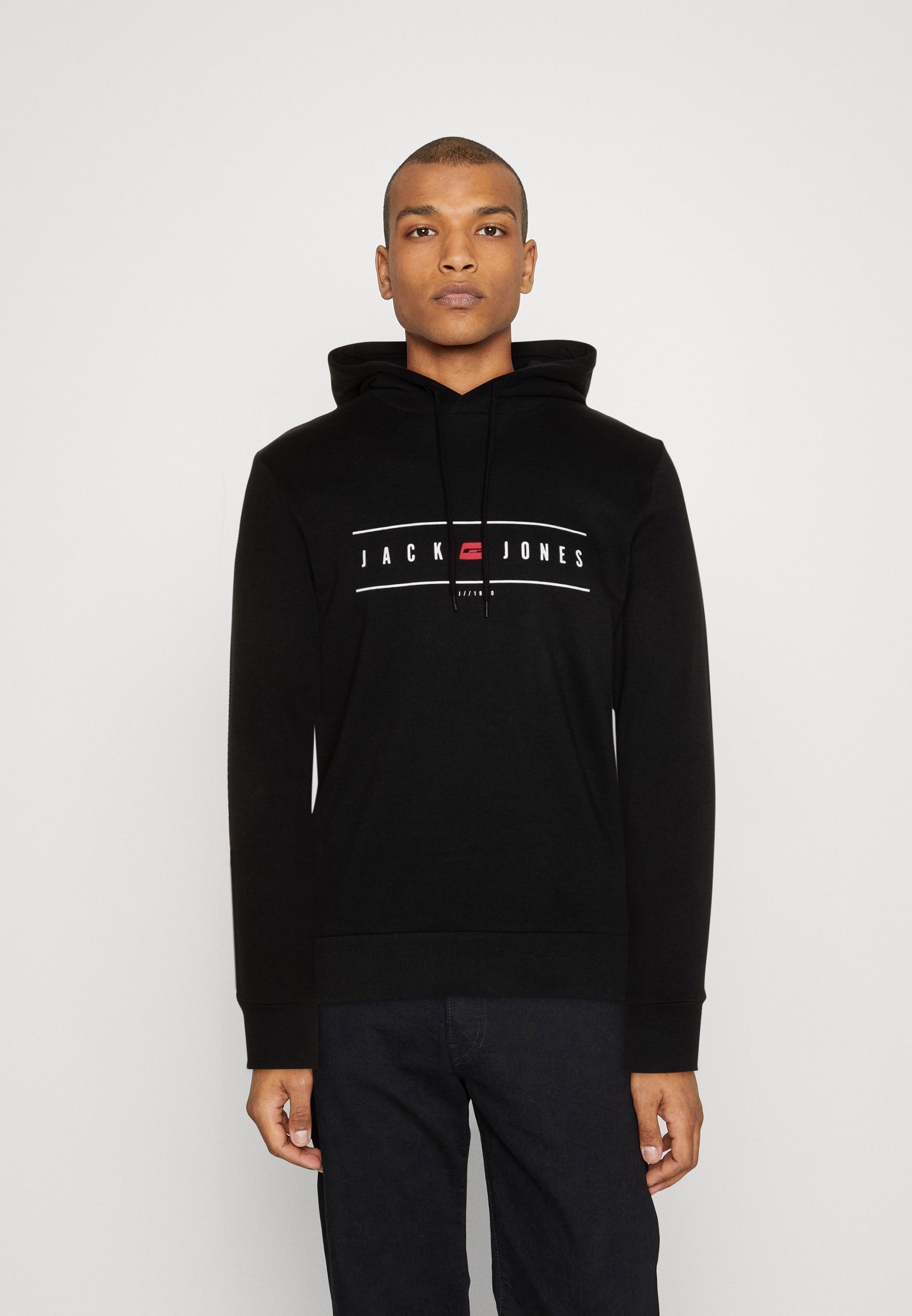 Jack &Jones JJELLIOT LOGO HOOD - Sweatshirt - black