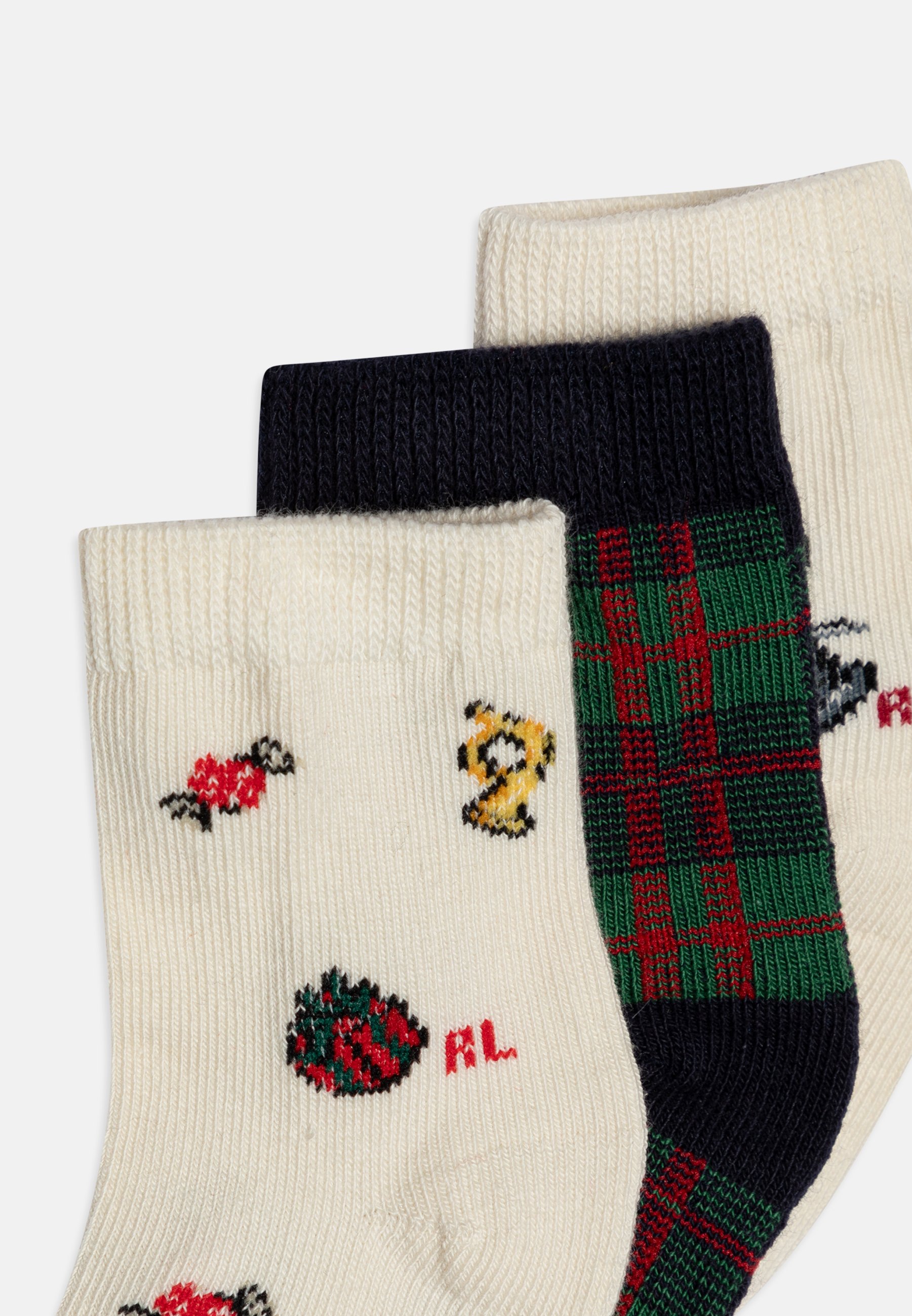 Polo Ralph Lauren BABY NUTCRACK CREW UNISEX 3 PACK - Socks - beige/blue/beige