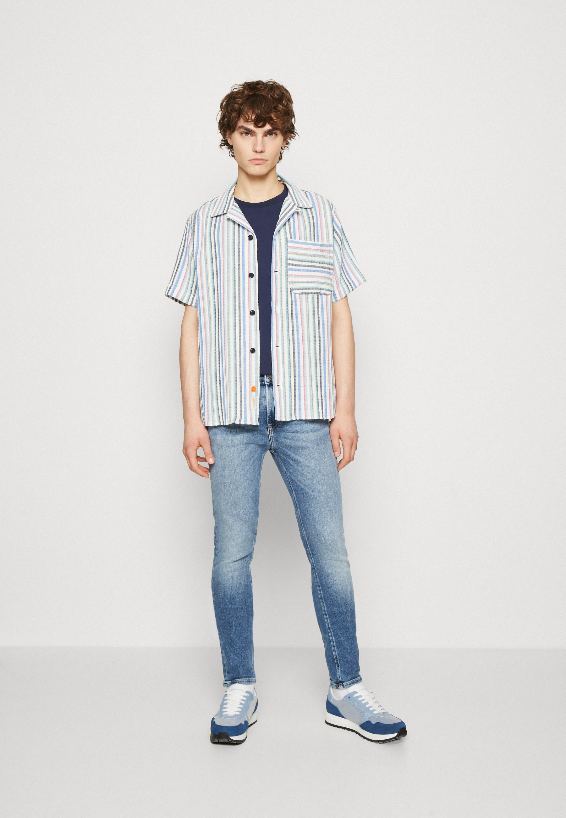Scotch & Soda STRUCTURED SHORT SLEEVE STRIPE SHIRT - Shirt - multi blue red/blue