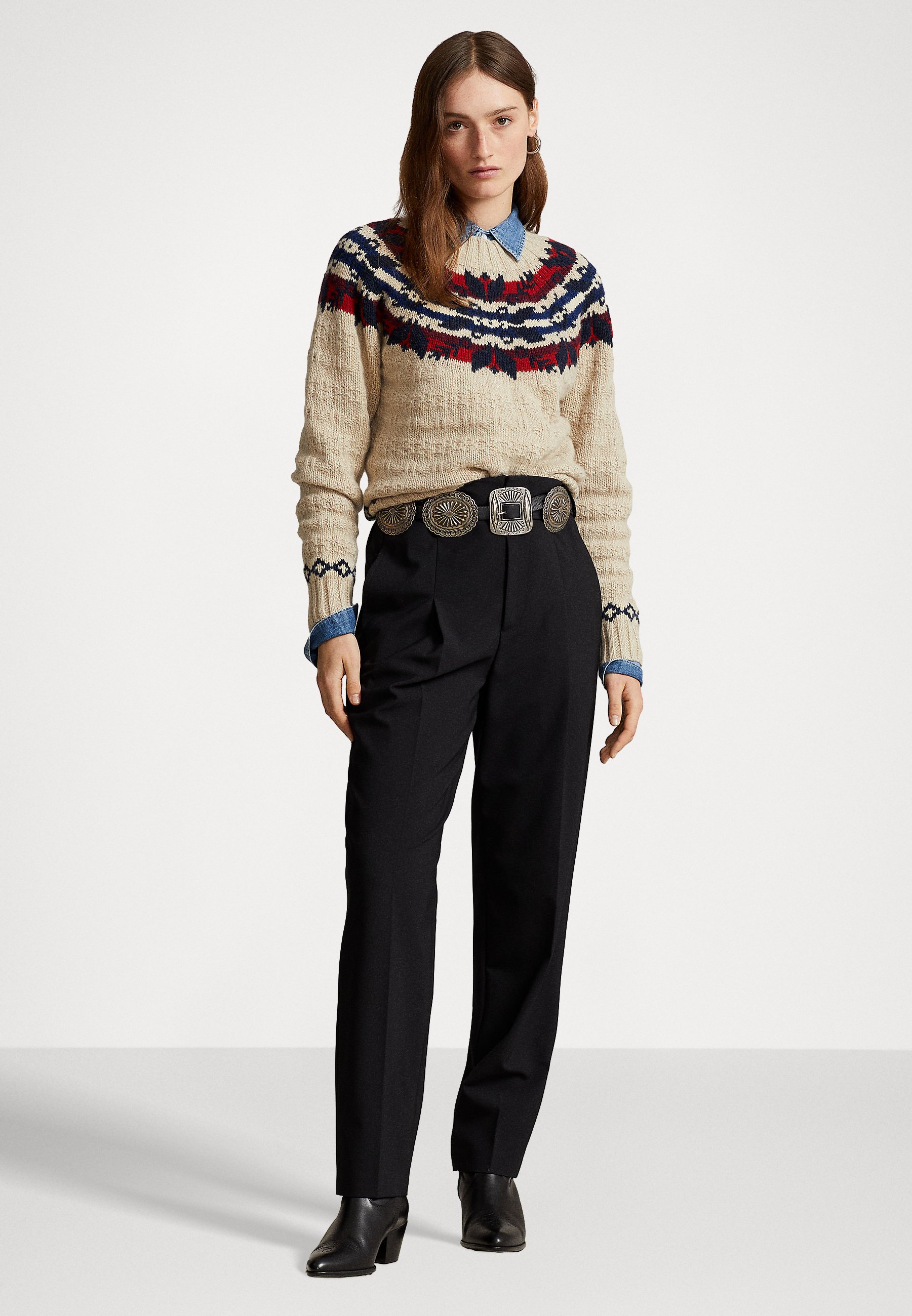 Polo Ralph Lauren LONG SLEEVE - Jumper - cream multi/beige
