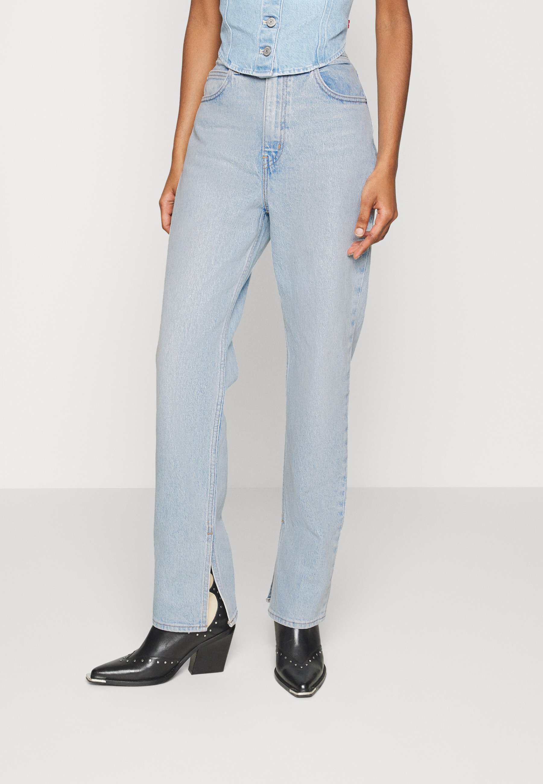 Levi's® 70S HIGH STR SLIT - Straight leg jeans - light indigo/light-blue denim