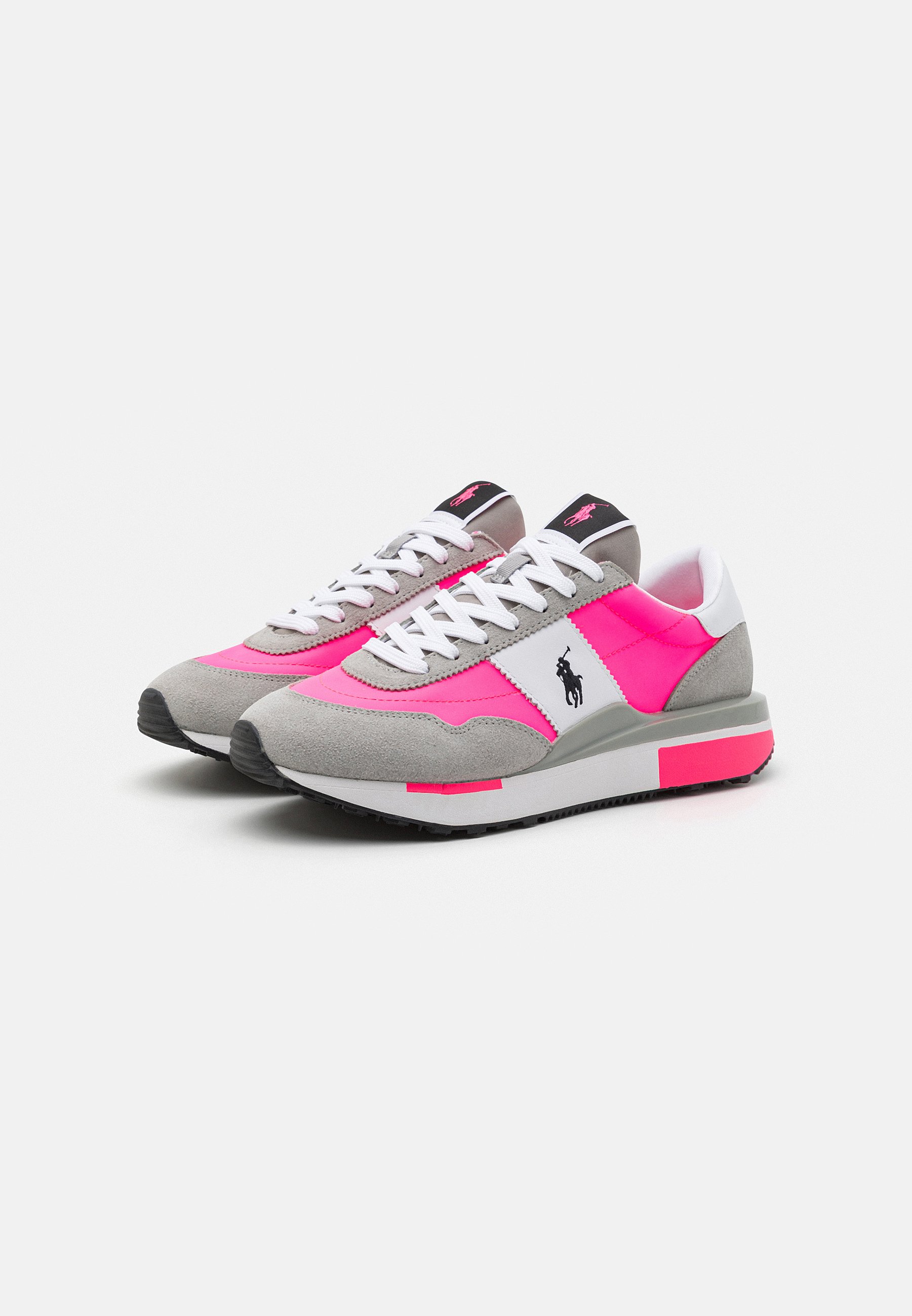 Polo Ralph Lauren TRAIN 89 TOP LACE UNISEX - Trainers - grey fog/pink/grey