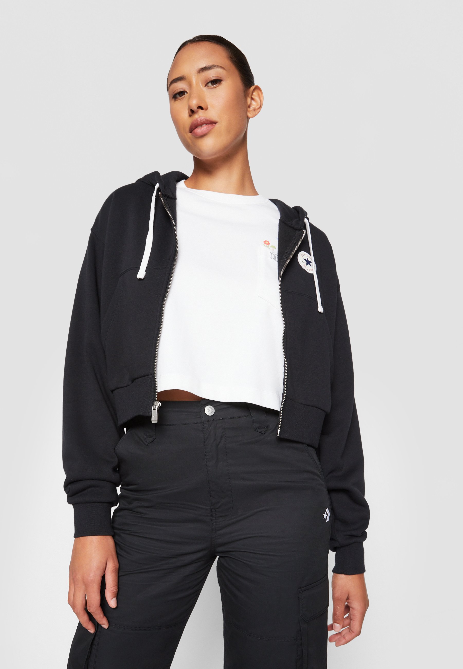 Converse RETRO CHUCK TAYLOR FULL ZIP HOODIE - Zip-up sweatshirt - black