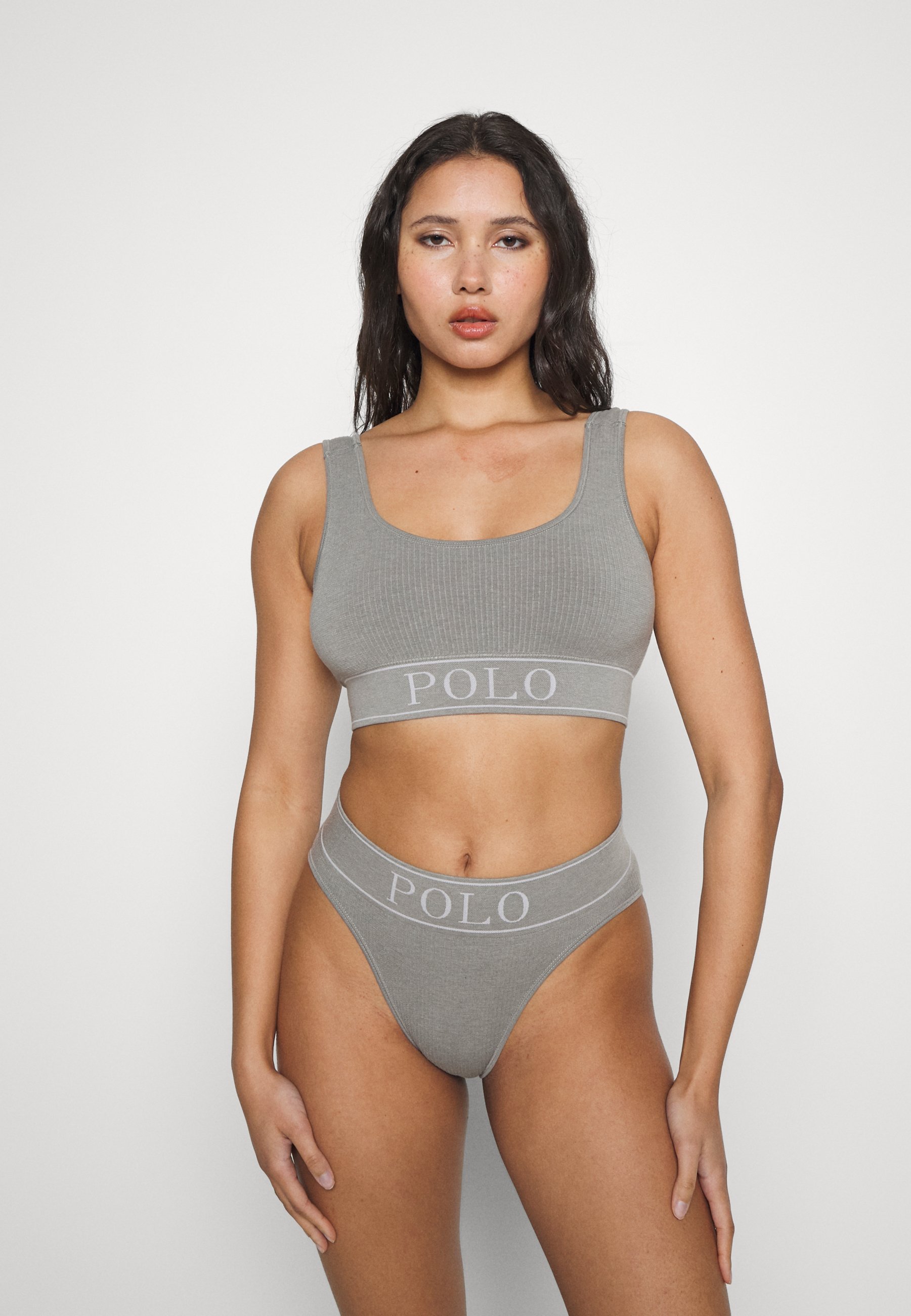 Polo Ralph Lauren SCOOP NECK TOP - Bustier - heather grey/grey
