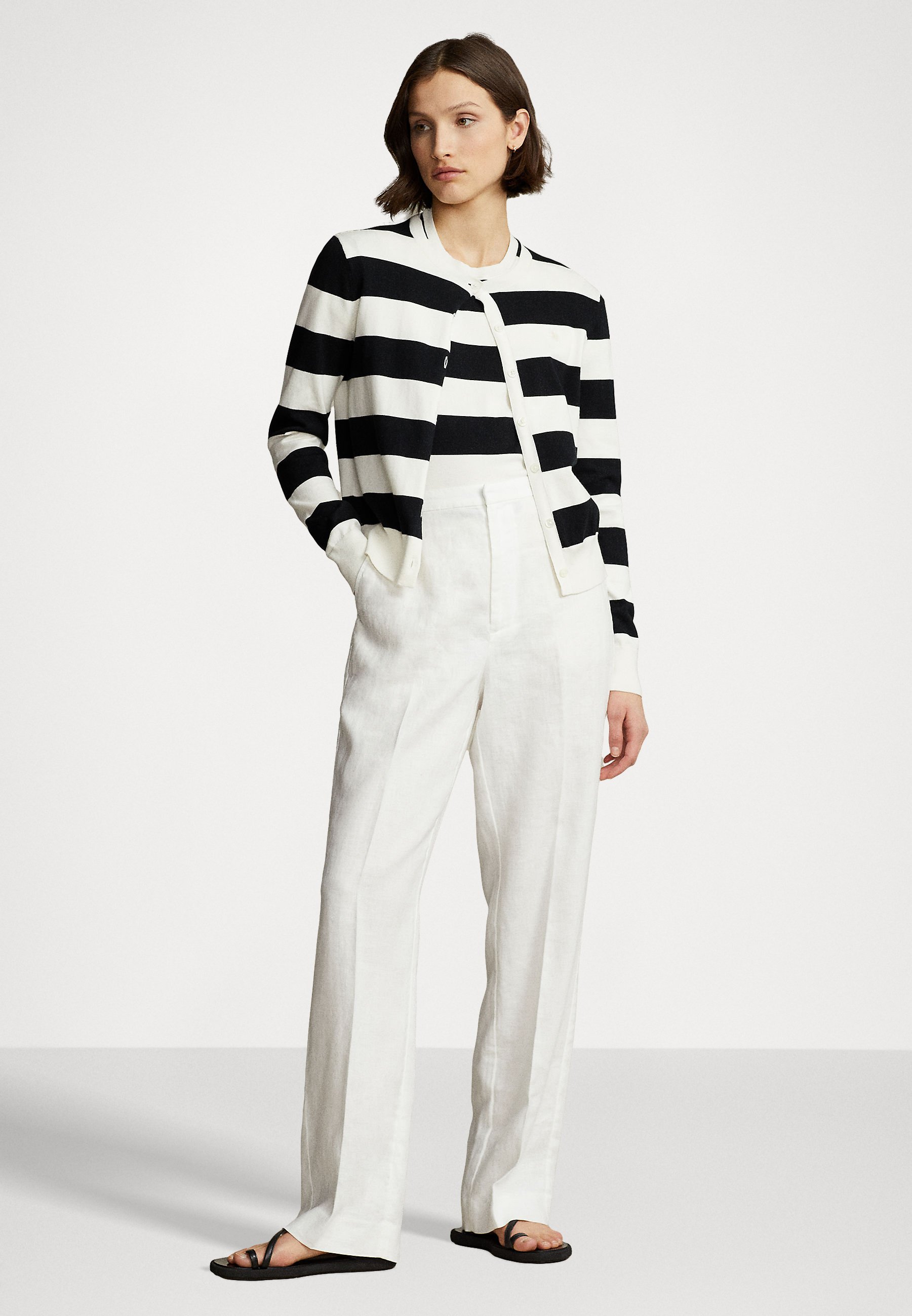 Polo Ralph Lauren FULL LENGTH FLAT FRONT - Trousers - nevis/off-white