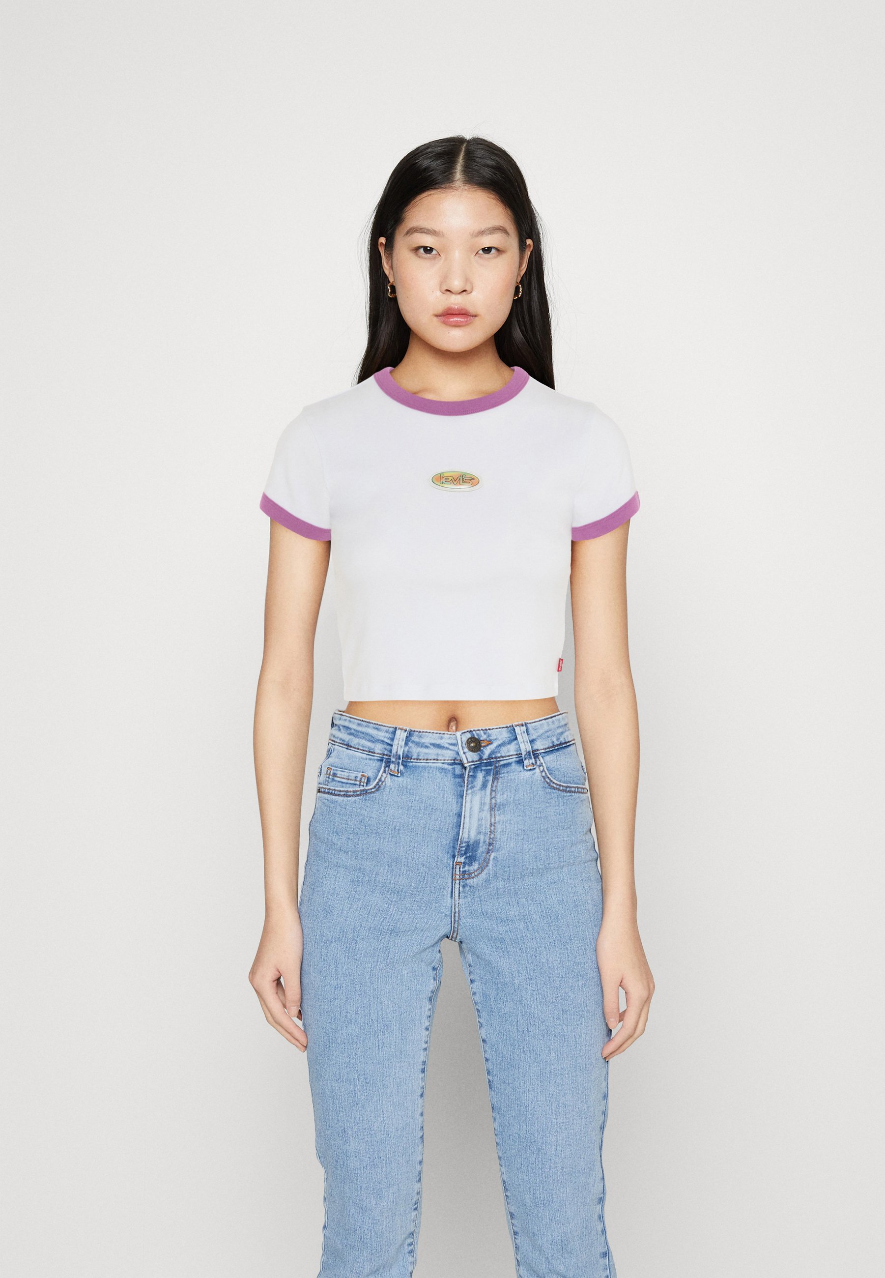 Levi's® GRAPHIC RINGER MINI TEE - Print T-shirt - neutrals/white