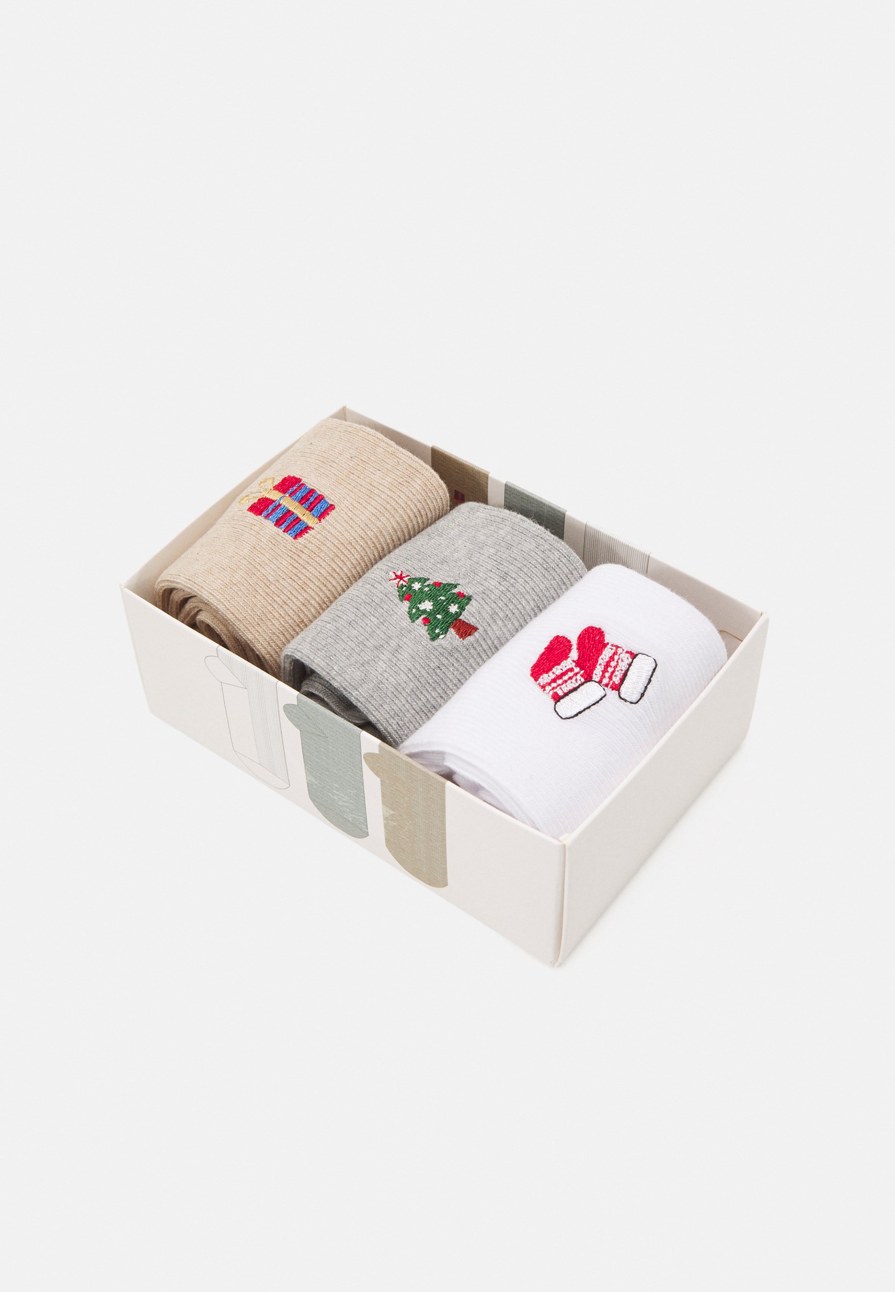 ONLY ONLCHRISTMAS FRILL SOCKS IN A BOX 3 PACK SET - Socks - white/multi-coloured