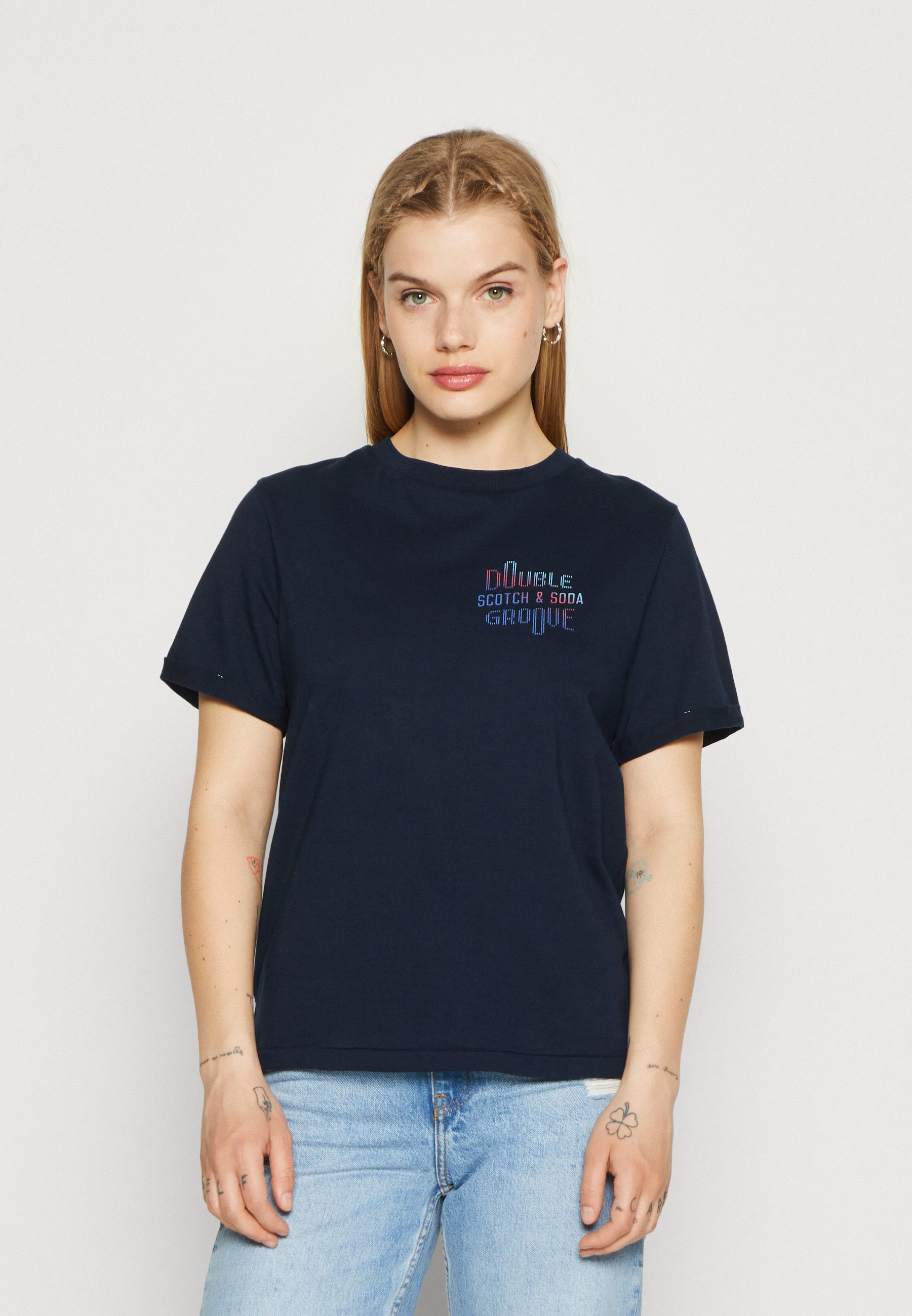 Scotch & Soda DOUBLE GROOVE REGULAR FIT  - Print T-shirt - night/dark blue