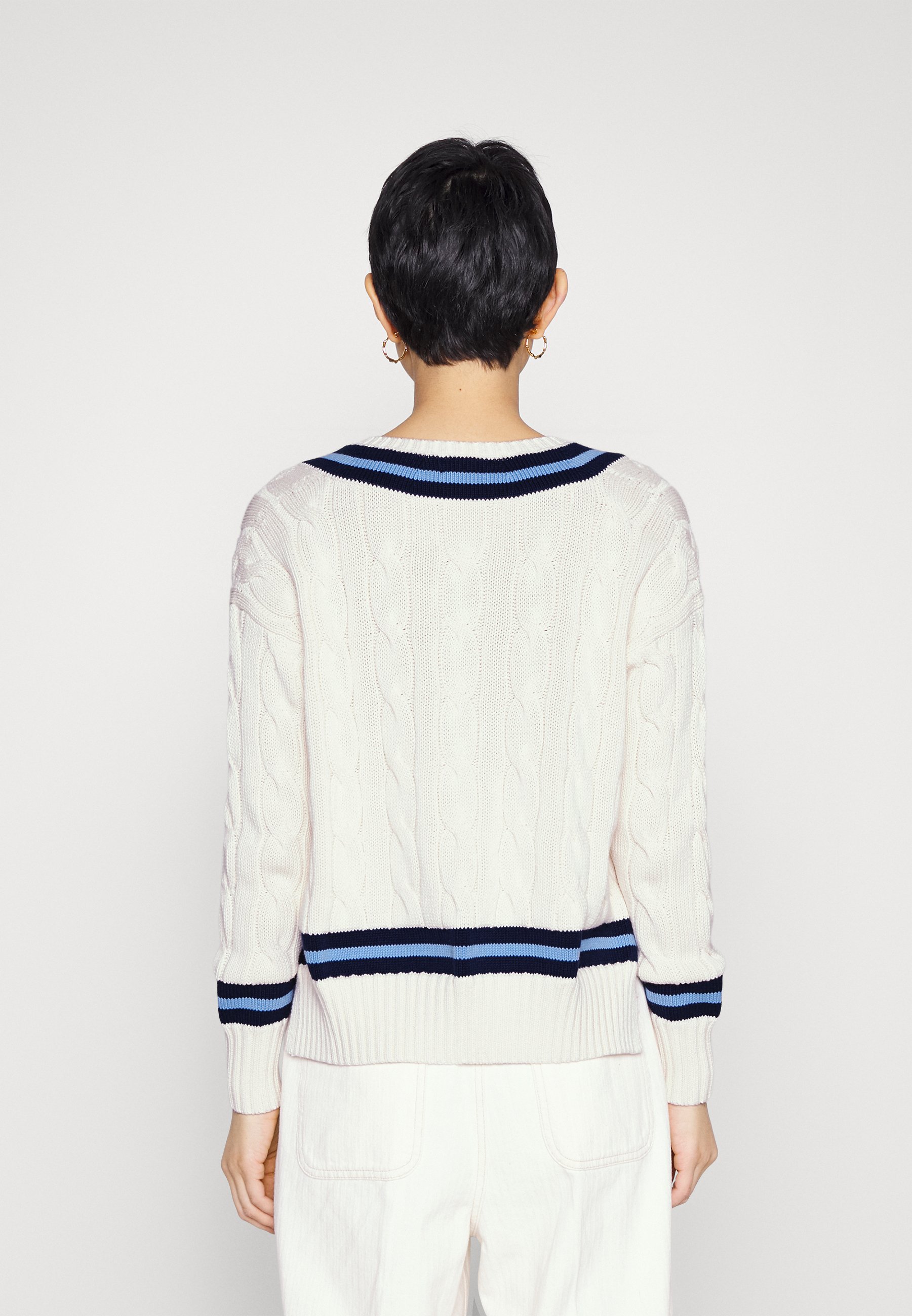 Polo Ralph Lauren CRICKET  - Jumper - cream white/ navy stripe/blue