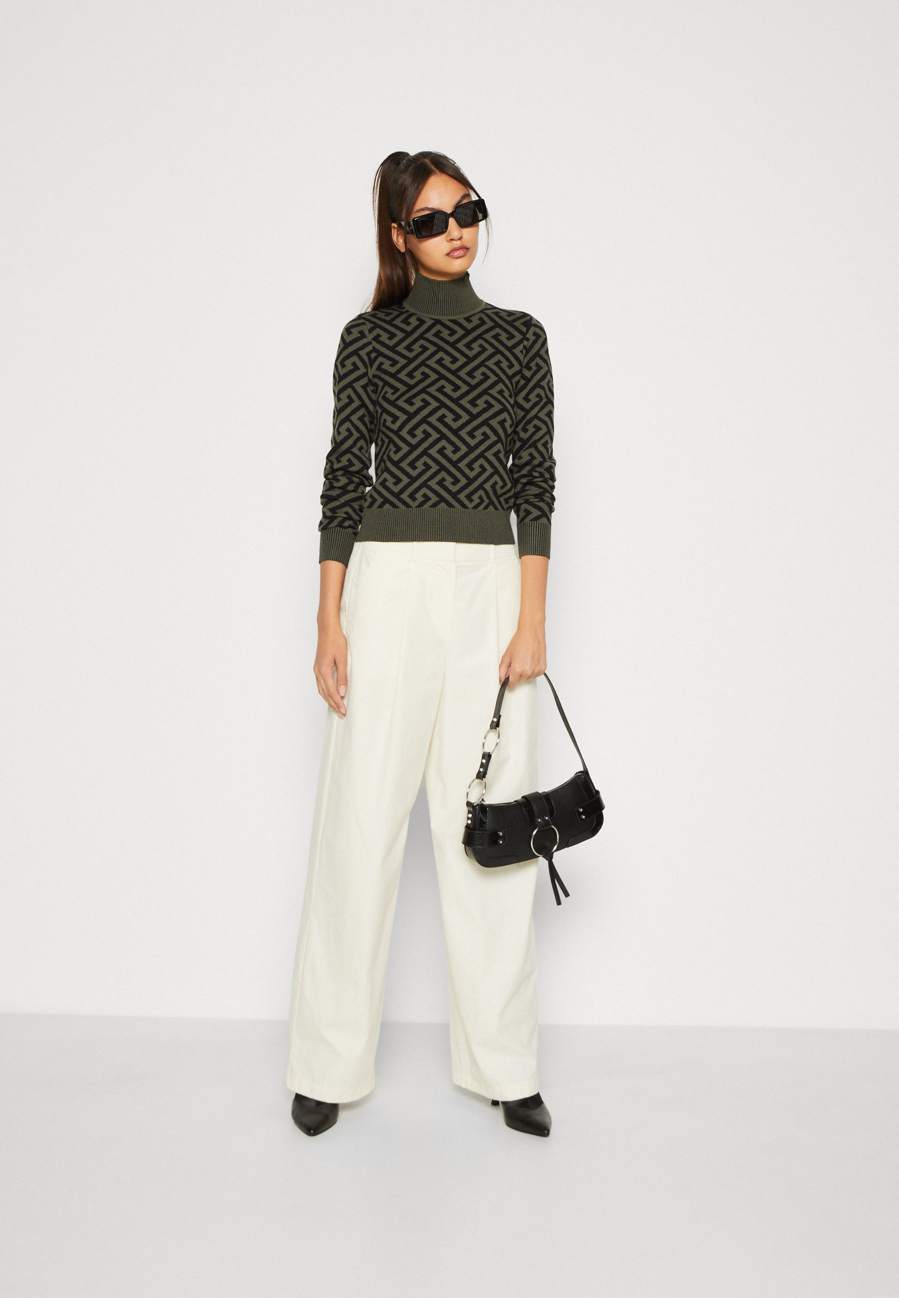 Vero Moda VMMARIA HIGH NECK - Jumper - black/ivy green/black