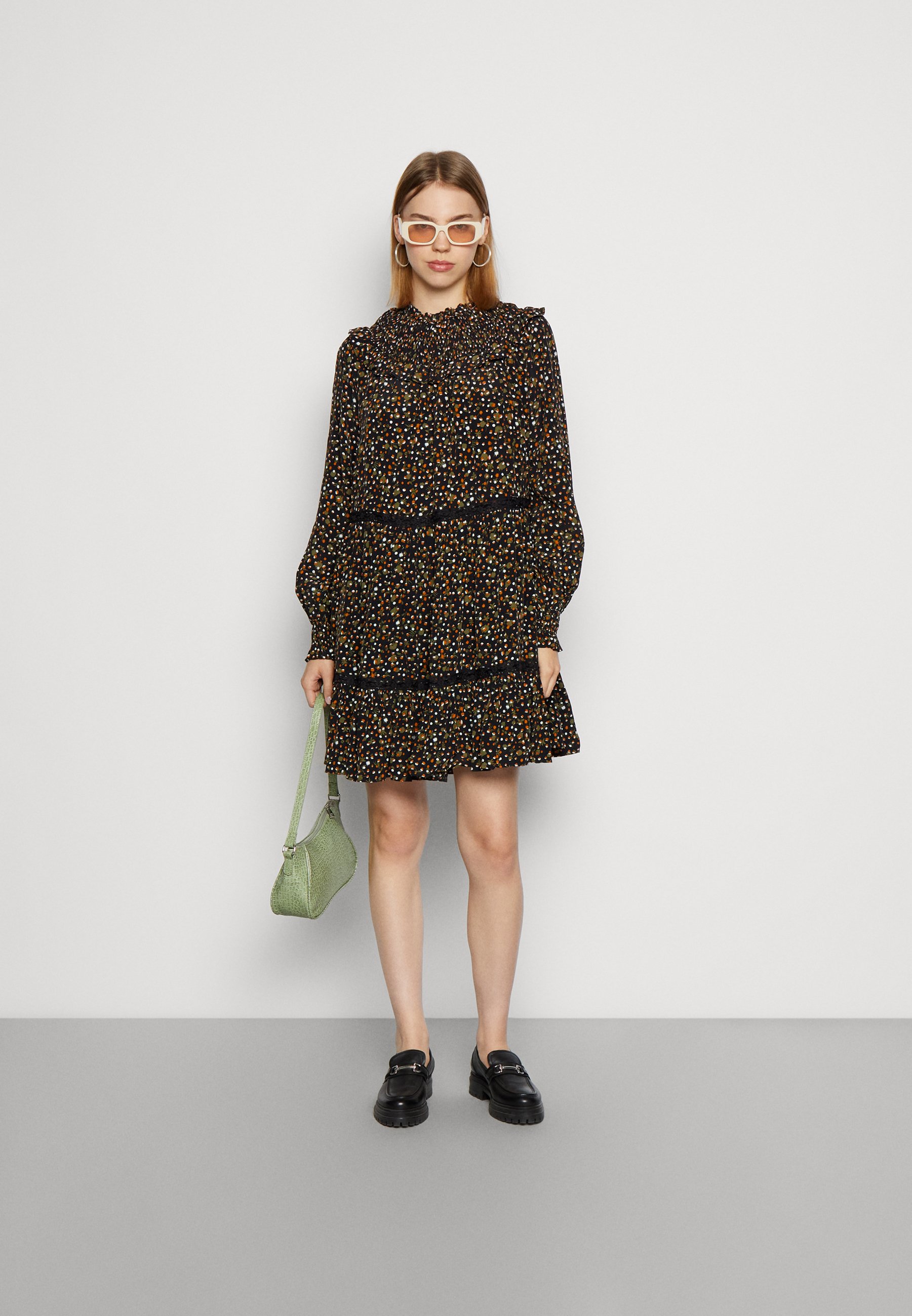 Scotch & Soda SMOCKED AND TIERED LONG SLEEVED DRESS - Day dress - cinnamon spice/multi-coloured