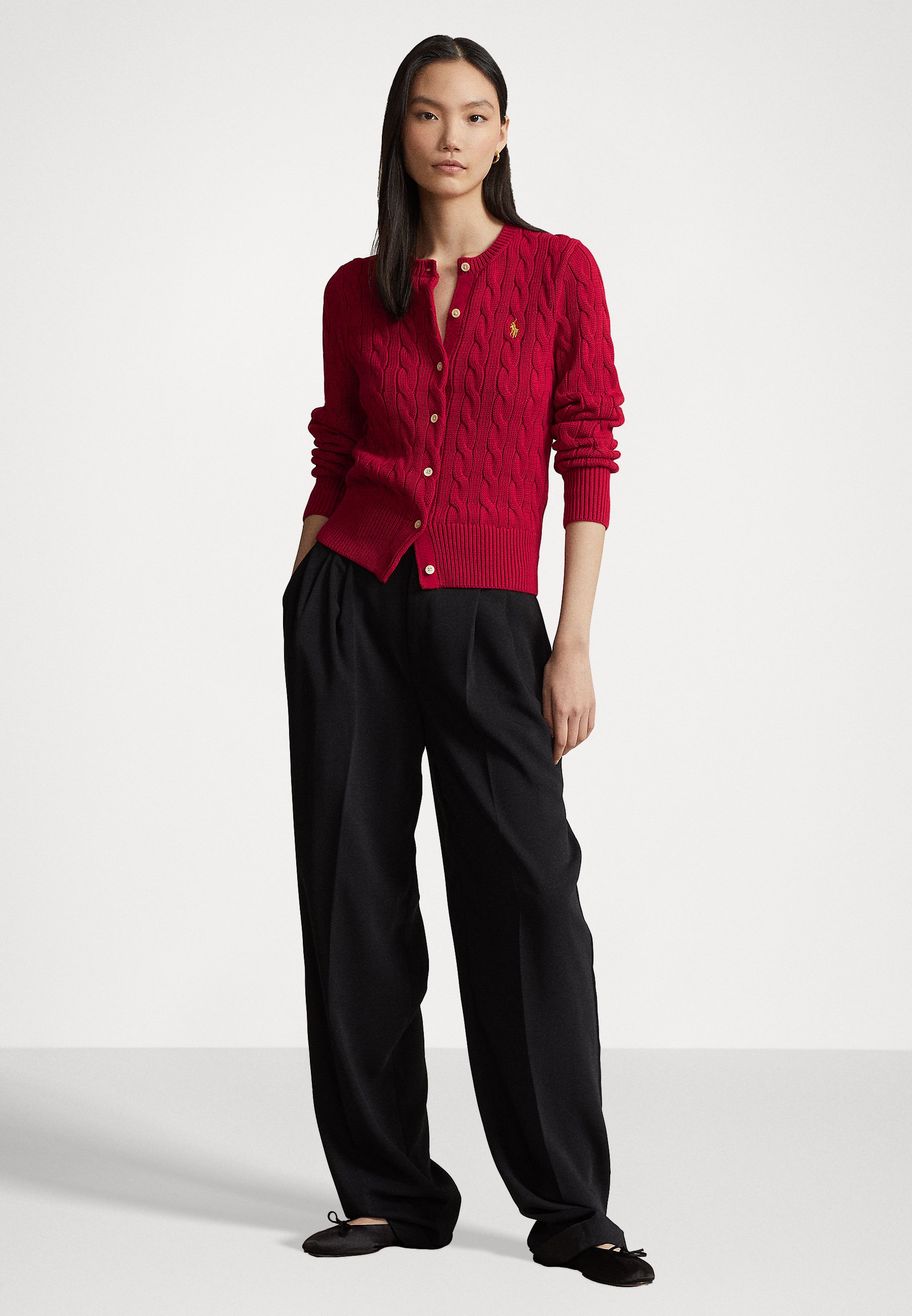 Polo Ralph Lauren LONG SLEEVE CARDIGAN - Cardigan - red
