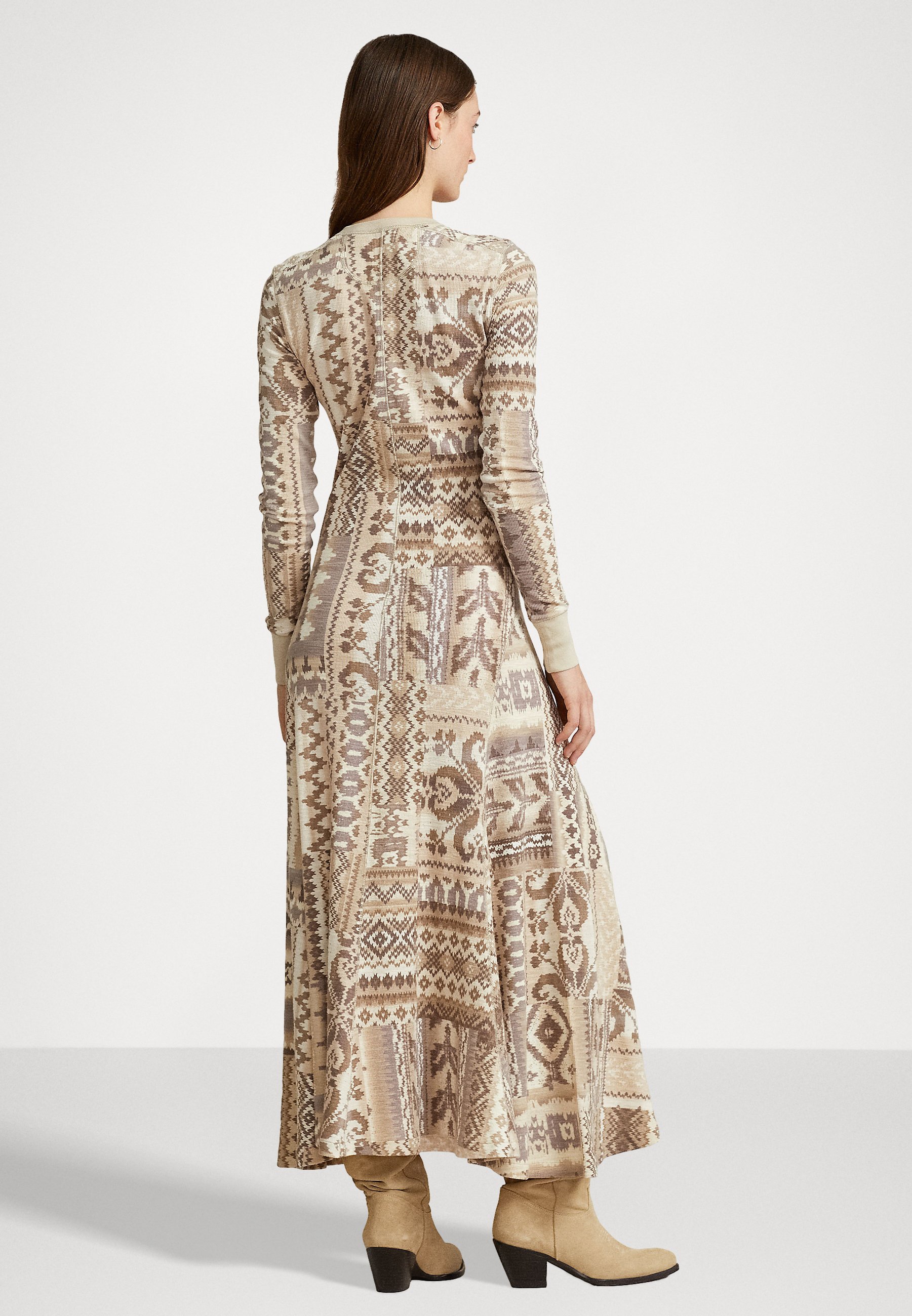Polo Ralph Lauren LONG SLEEVE DAY DRESS - Jumper dress - cream patchwork/off-white