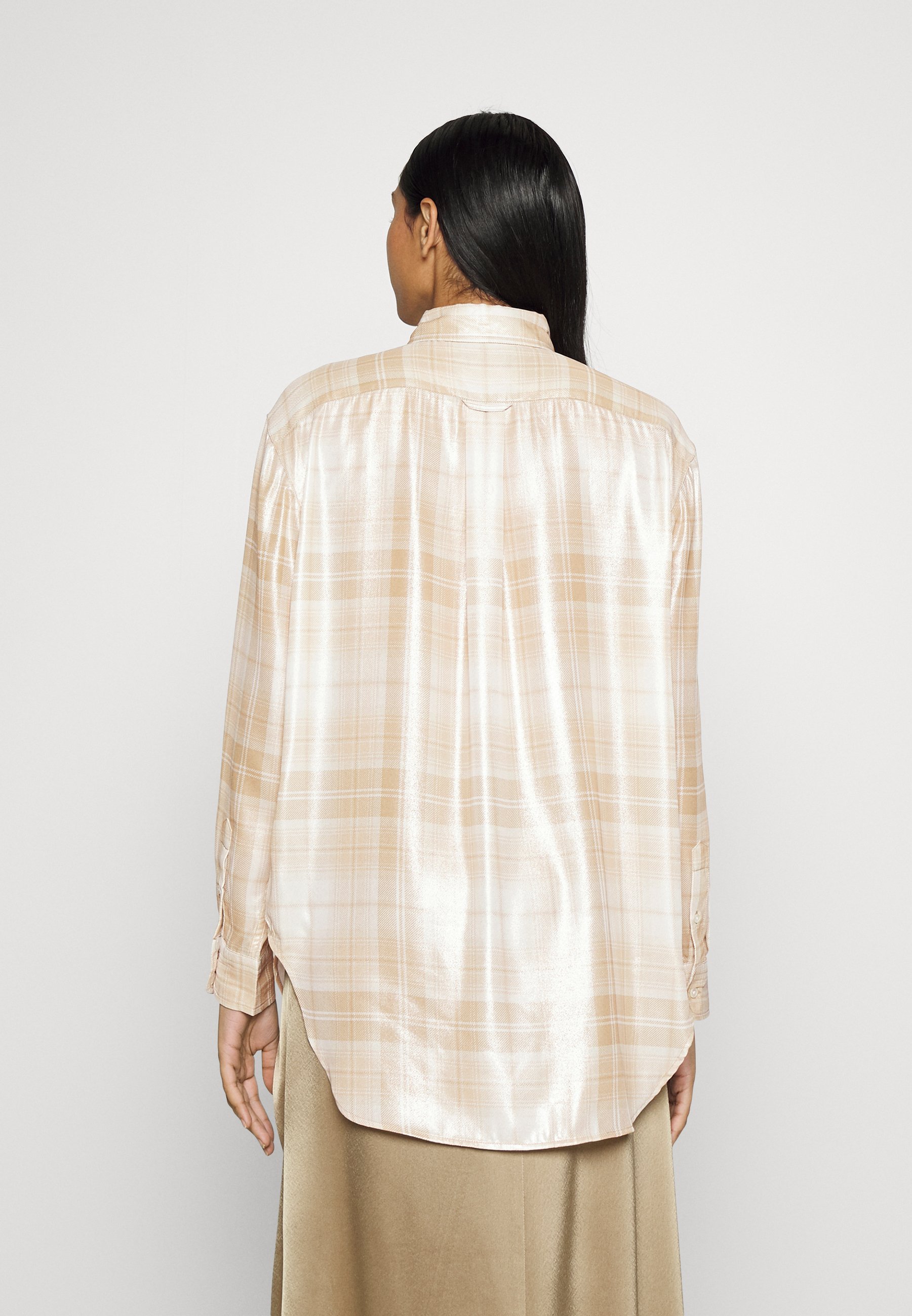 Polo Ralph Lauren LIGH LONG SLEEVE BLOUSE - Button-down blouse - cream ombre/off-white