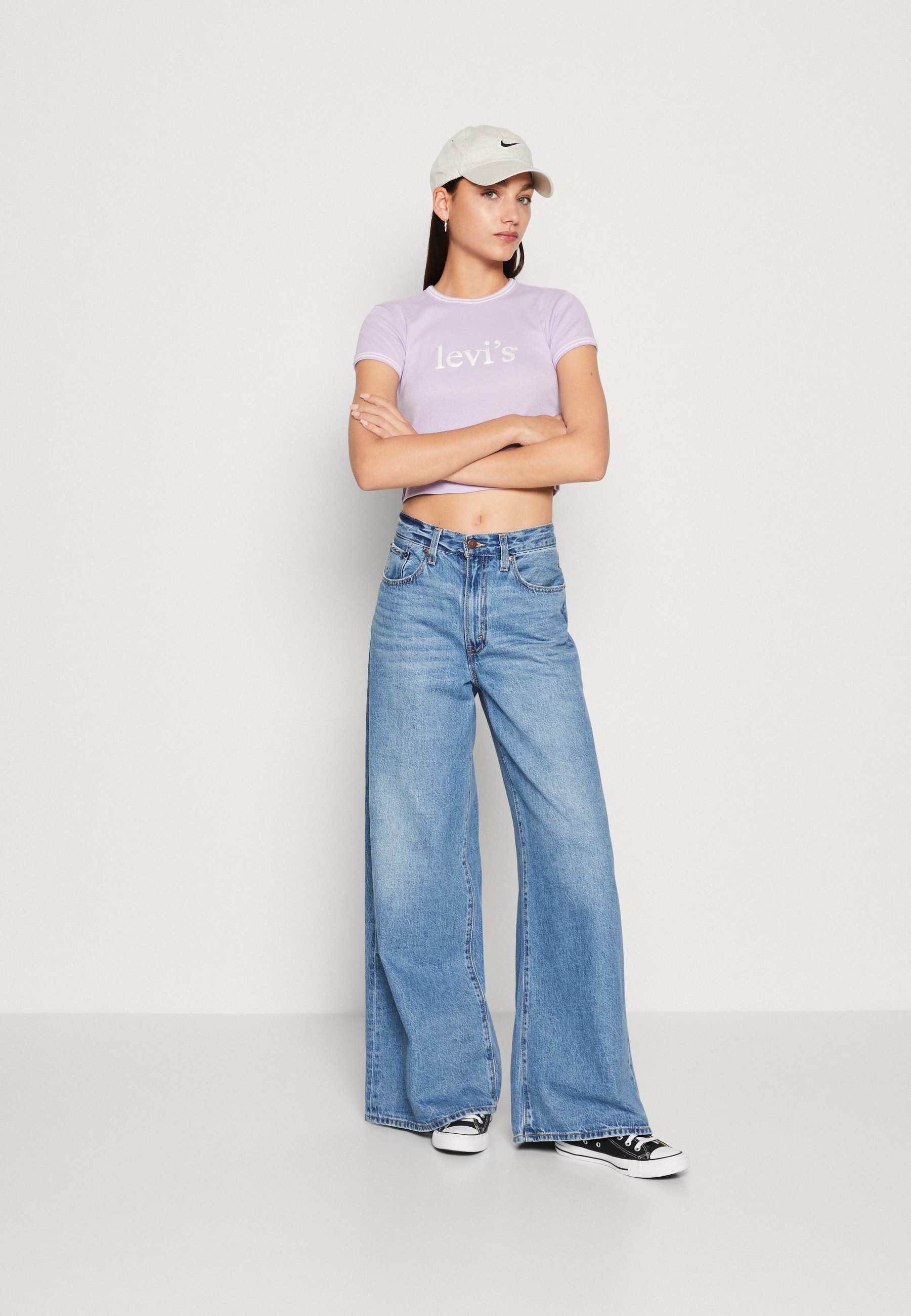 Levi's® GRAPHIC RINGER MINI TEE - Print T-shirt - lila meliert/mottled purple