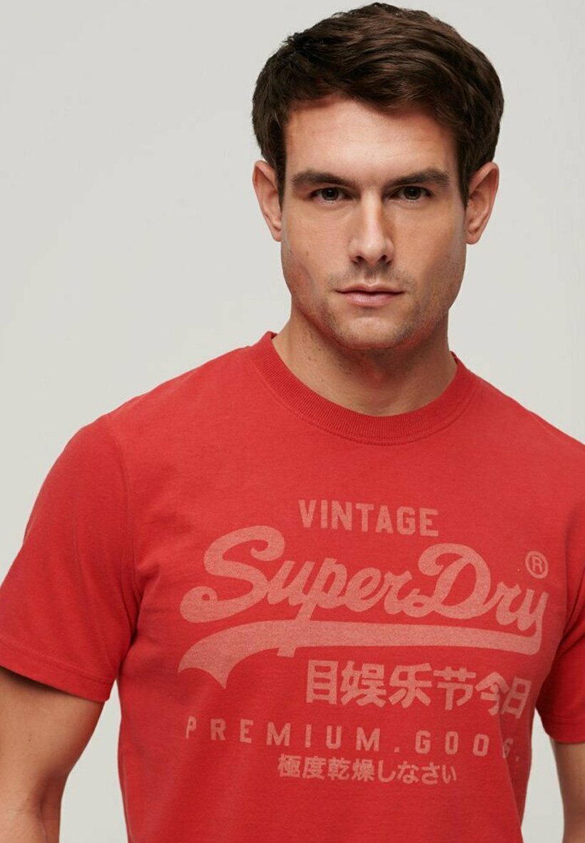 Superdry CLASSIC HERITAGE  - Print T-shirt - ferra red marl/red