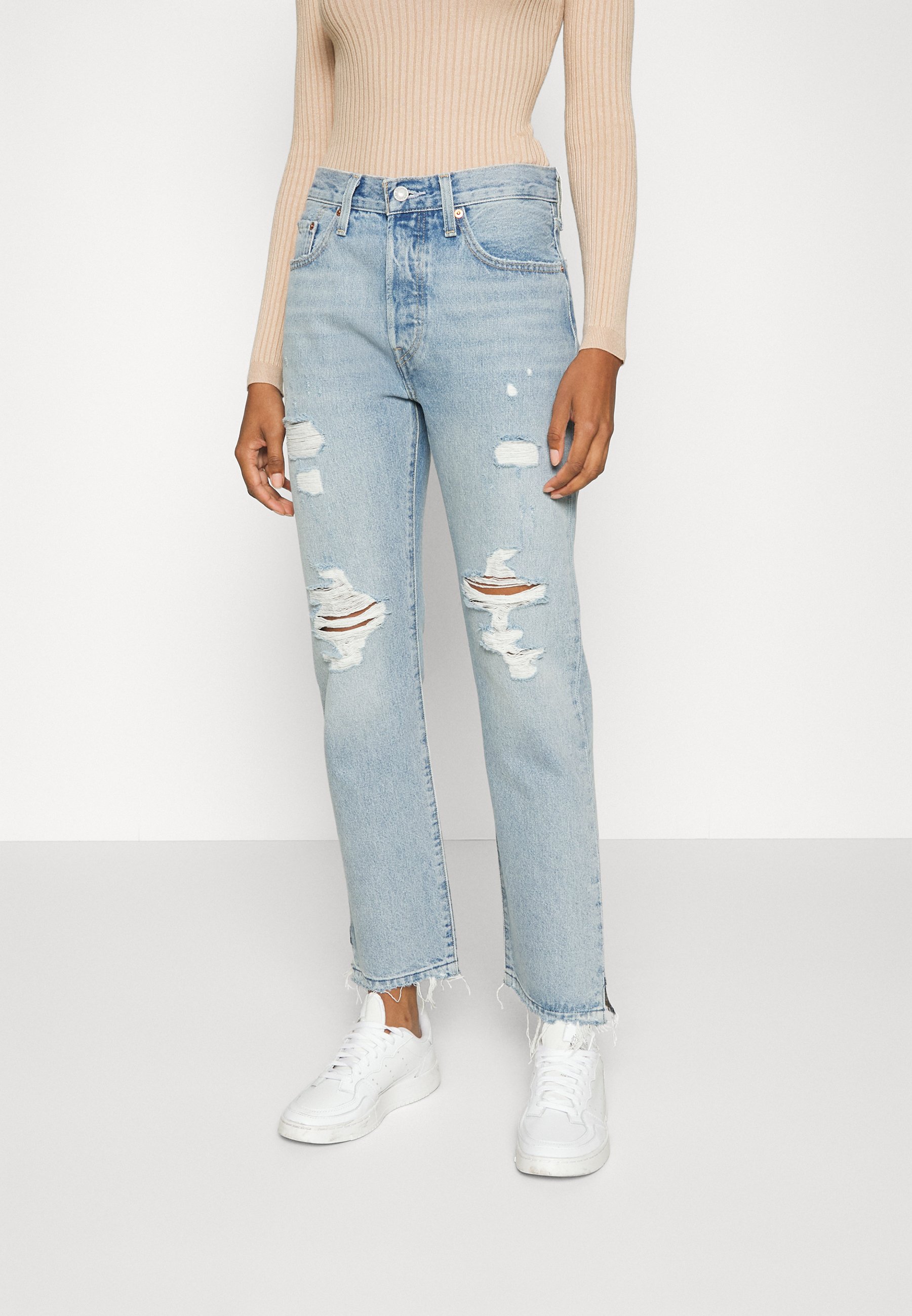 Levi's® 501® JEANS FOR WOMEN - Straight leg jeans - light indigo/destroyed denim