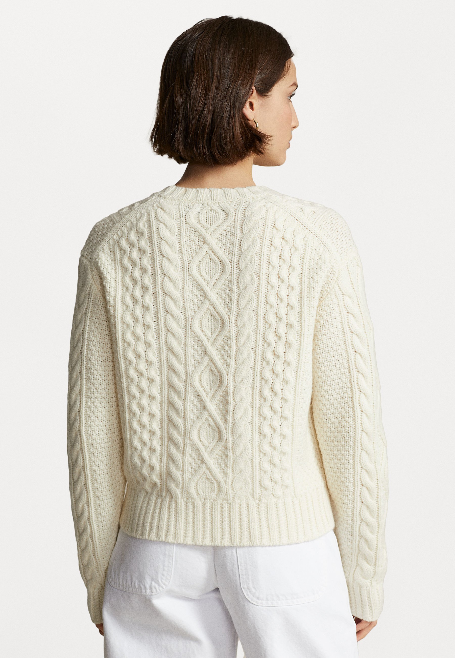 Polo Ralph Lauren ARAN LONG SLEEVE - Jumper - cream/off-white