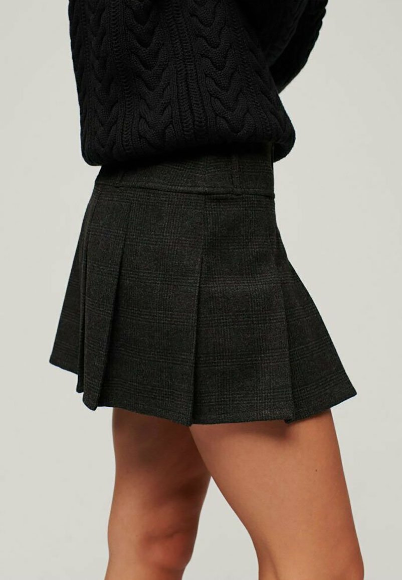 Superdry A-line skirt - grey tones check/dark grey