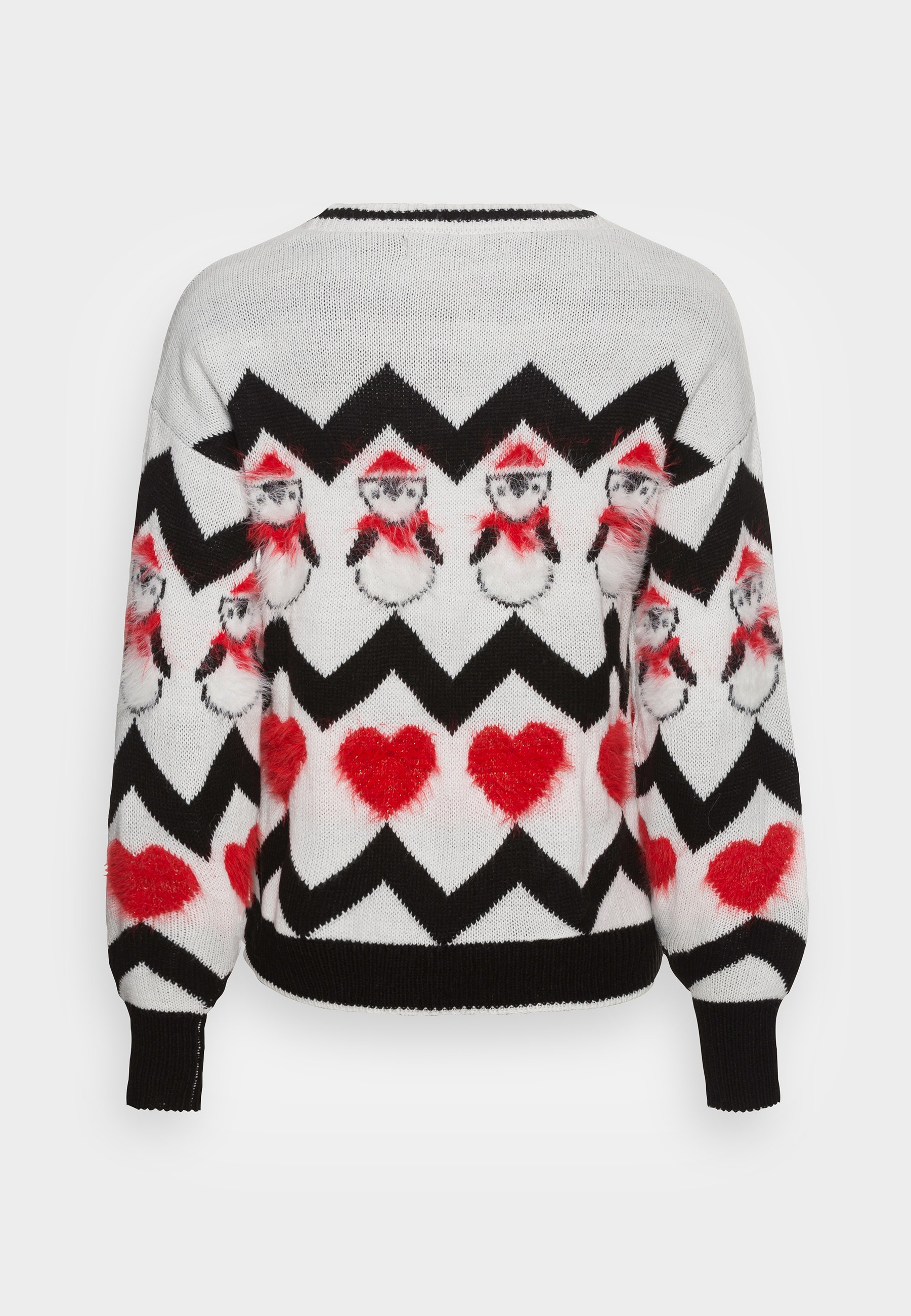 Vero Moda VMZIGZAGPENGUIN O NECK XMAS - Jumper - snow white/black/chinese red/gold-coloured/white