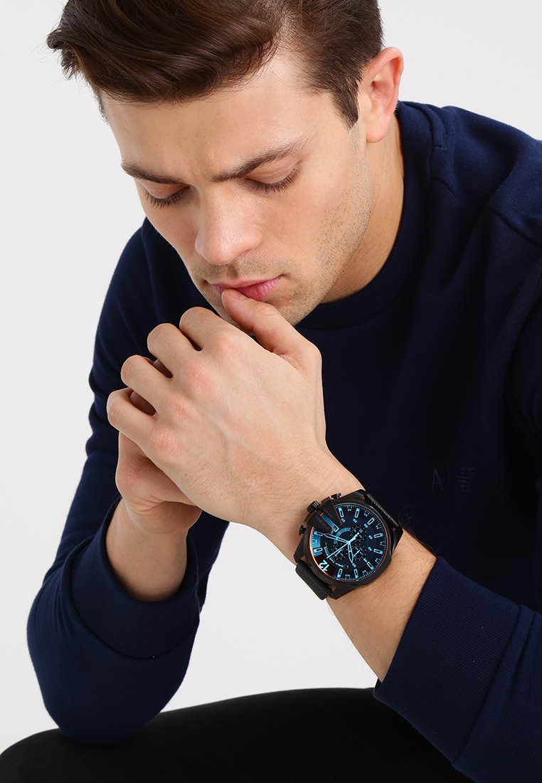 Diesel LG RD BLK BLK ST - Chronograph watch - schwarz/black