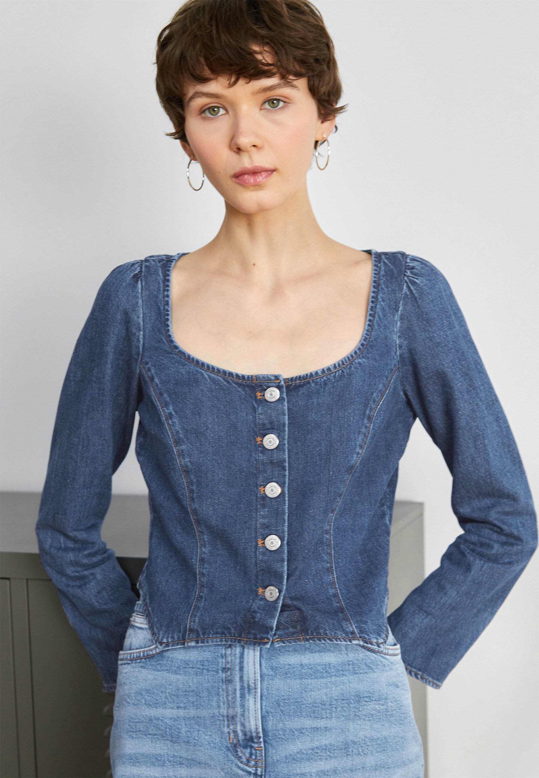 Levi's® CORSET BLOUSE - Blouse - air space/dark-blue denim