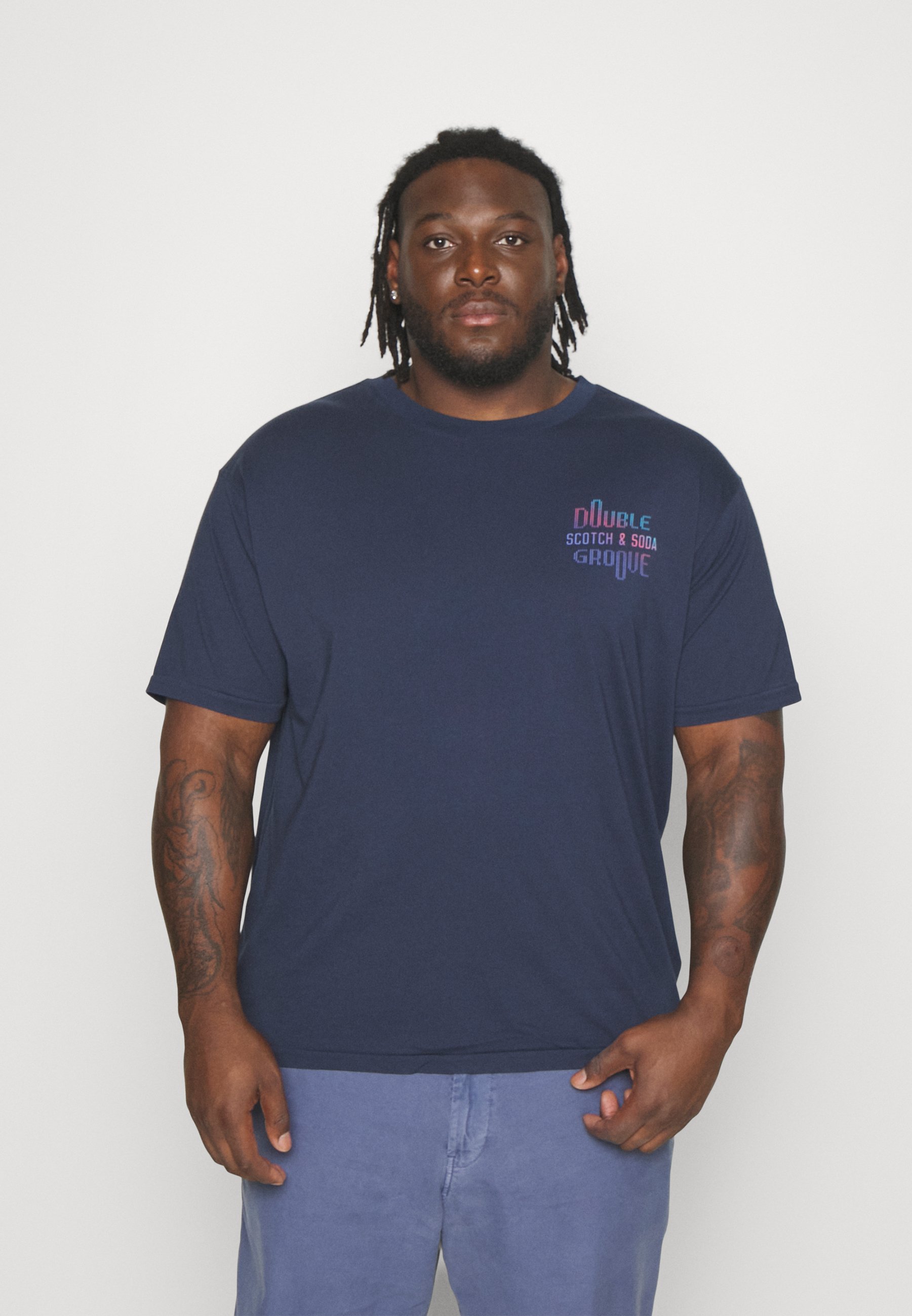 Scotch & Soda DOUBLE GROOVE  - Print T-shirt - dark blue