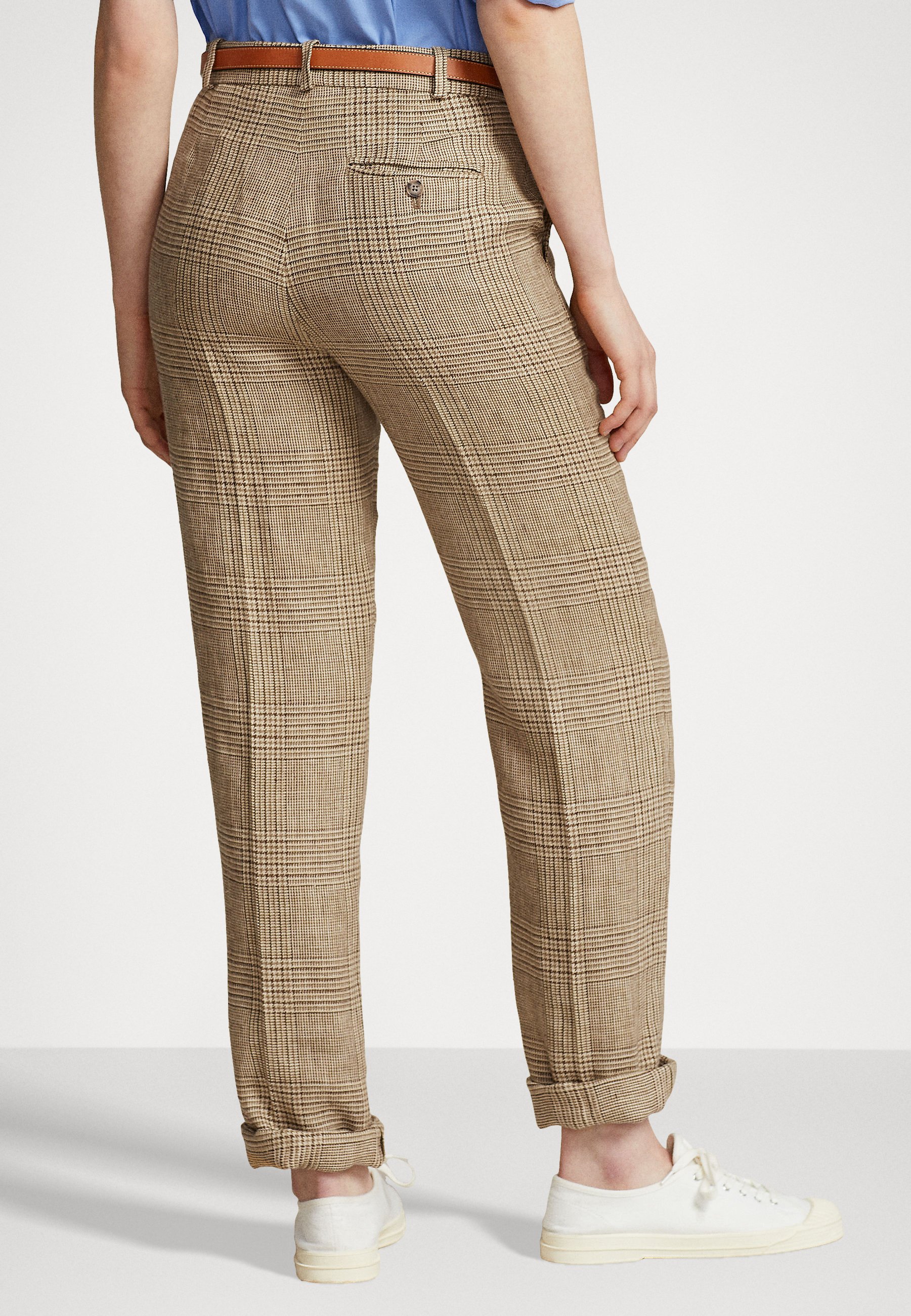 Polo Ralph Lauren FULL LENGTH FLAT FRONT - Trousers - brown glen plaid/brown