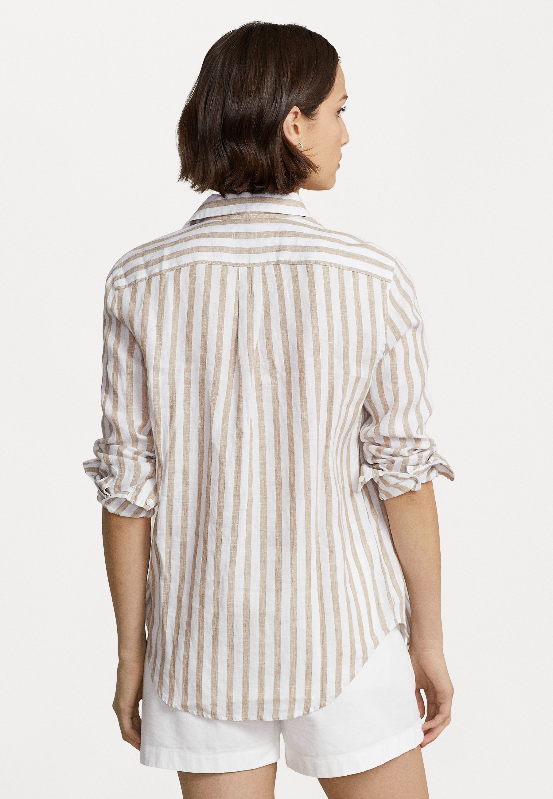 Polo Ralph Lauren RELAXED LONG SLEEVE BUTTON FRONT SHIRT - Button-down blouse - camel/white/tan