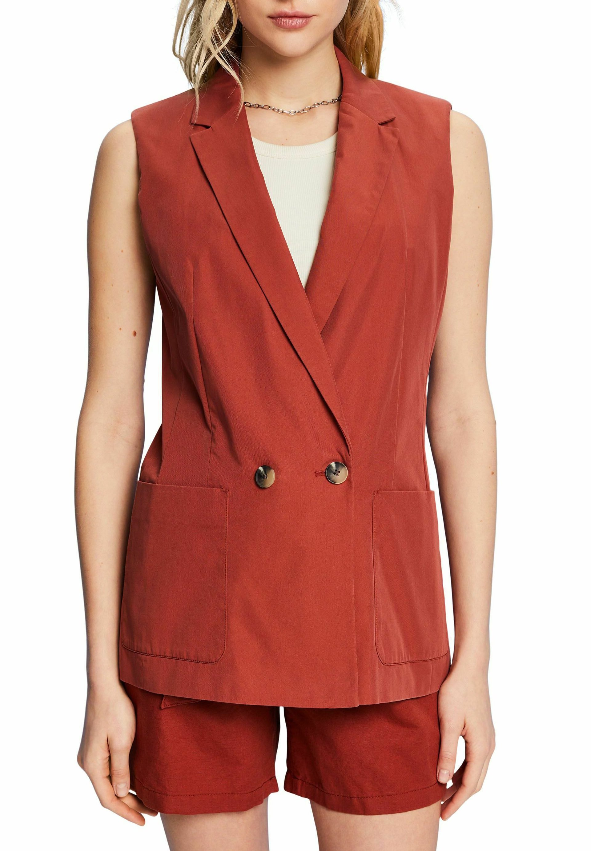 Esprit INDOOR REGULAR - Waistcoat - terracotta/red