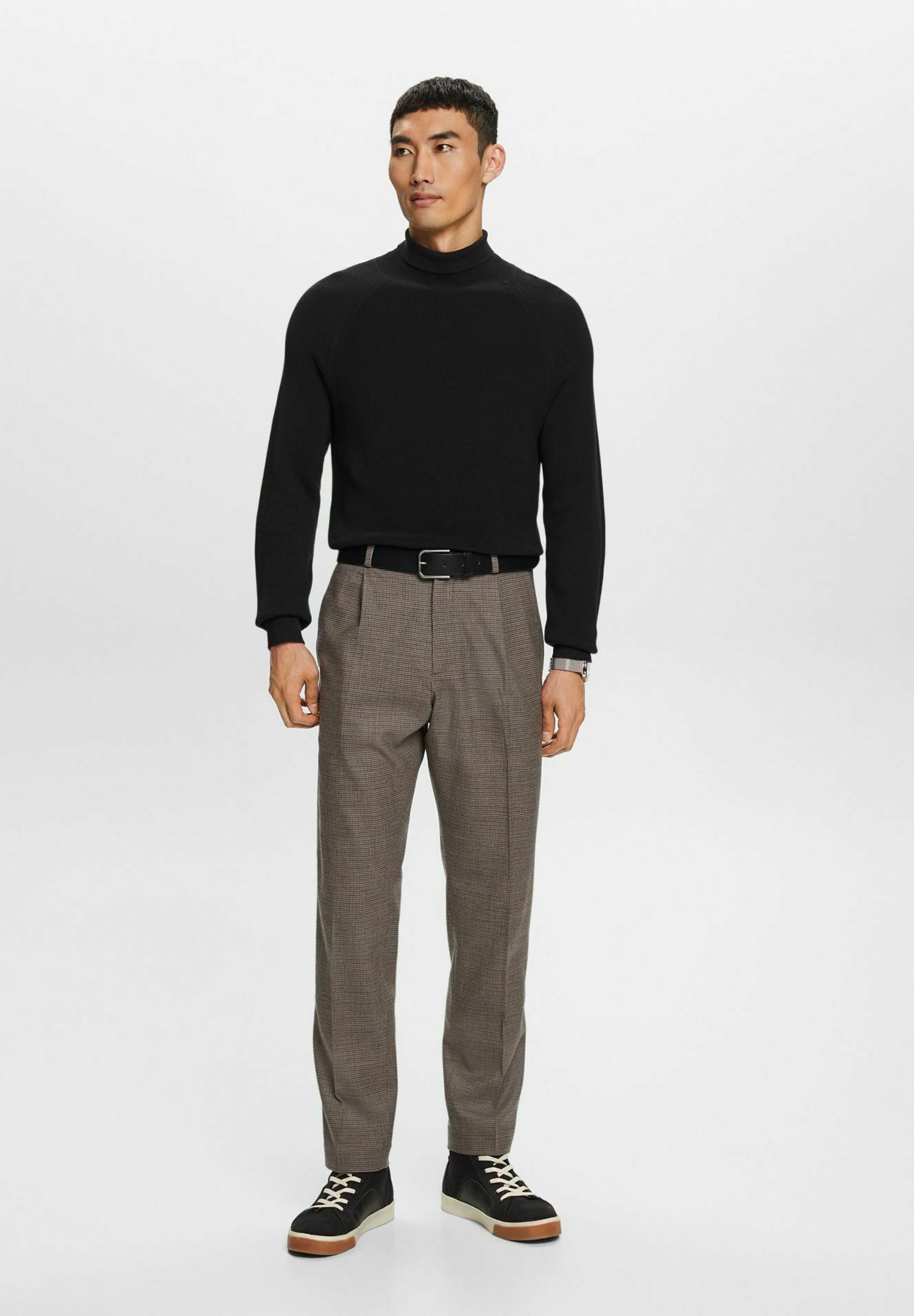 Esprit MIT HAHNENTRITTMUSTER - Chinos - brown grey/brown