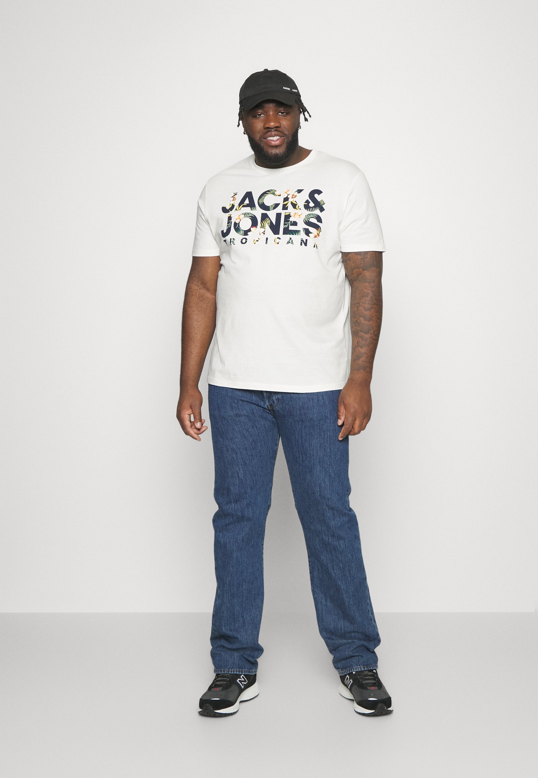 Jack &Jones JJBECS SHAPE TEE CREW NECK  - Print T-shirt - cloud dancer/white