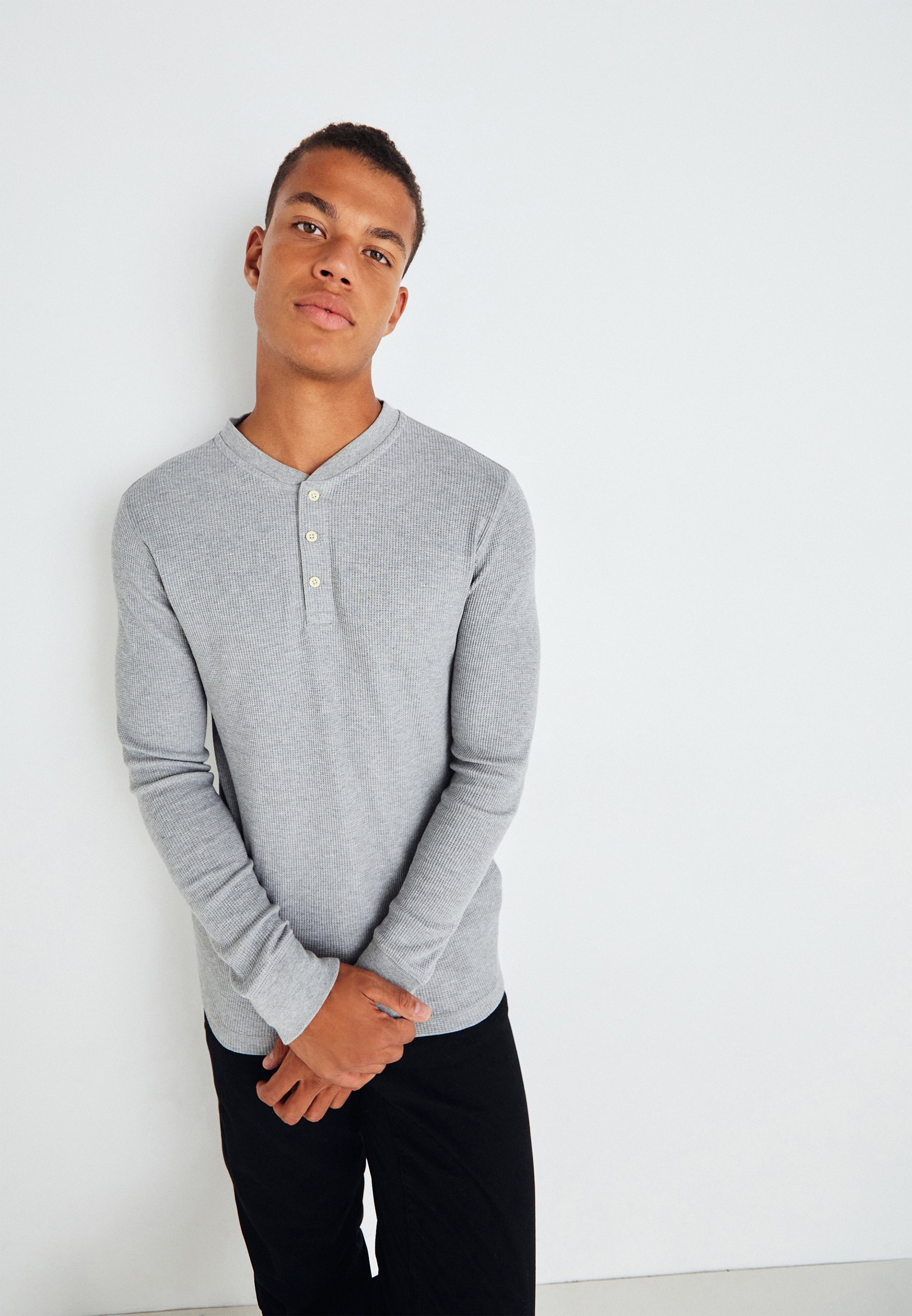 Levi's® THERMAL HENLEY - Jumper - mid tone grey heathe/mottled grey