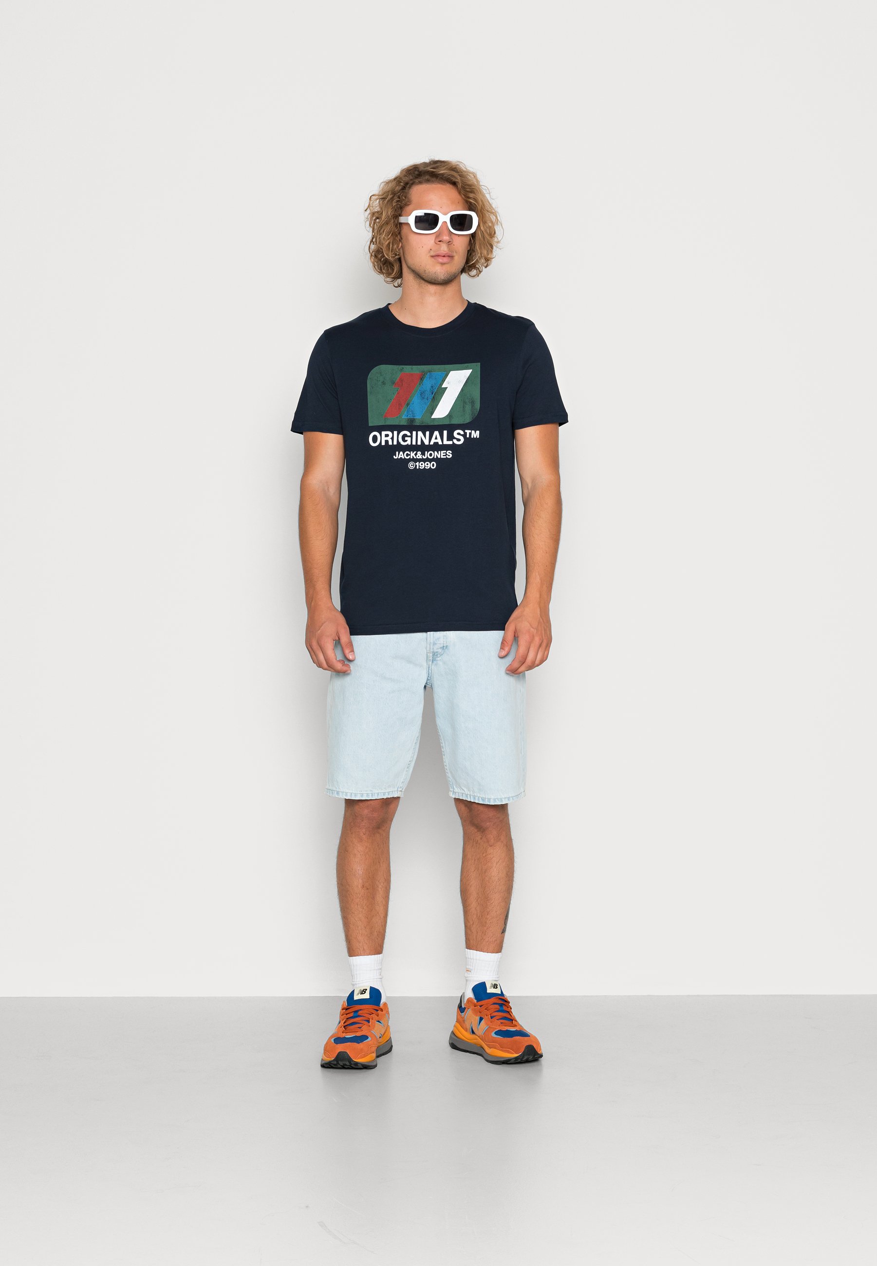Jack &Jones JORNATE TEE CREW NECK  - Print T-shirt - navy blazer/dark blue
